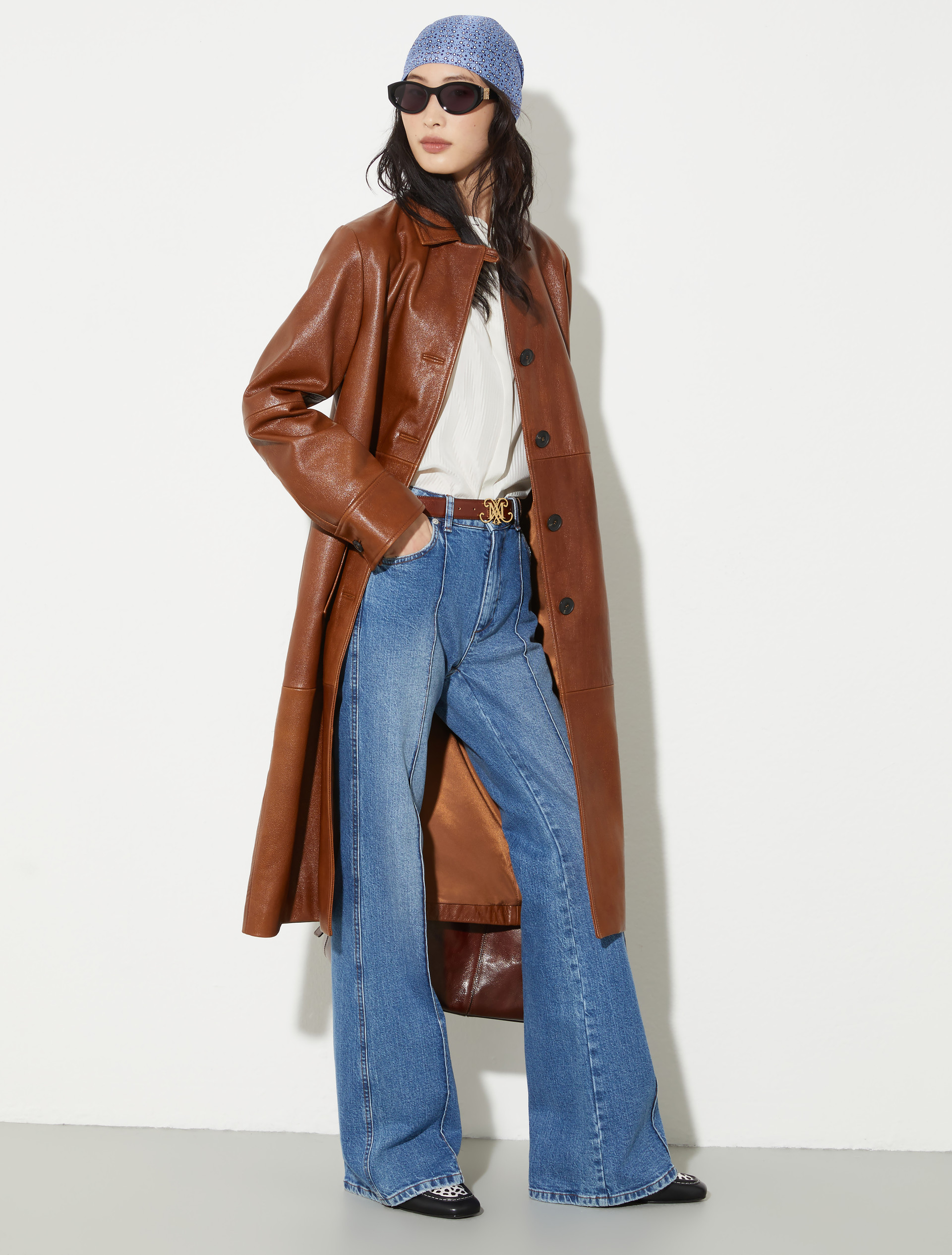 Emblem leather belt, brown | MAX&Co. Emblem leather belt - BROWN - MAX&Co. - 4