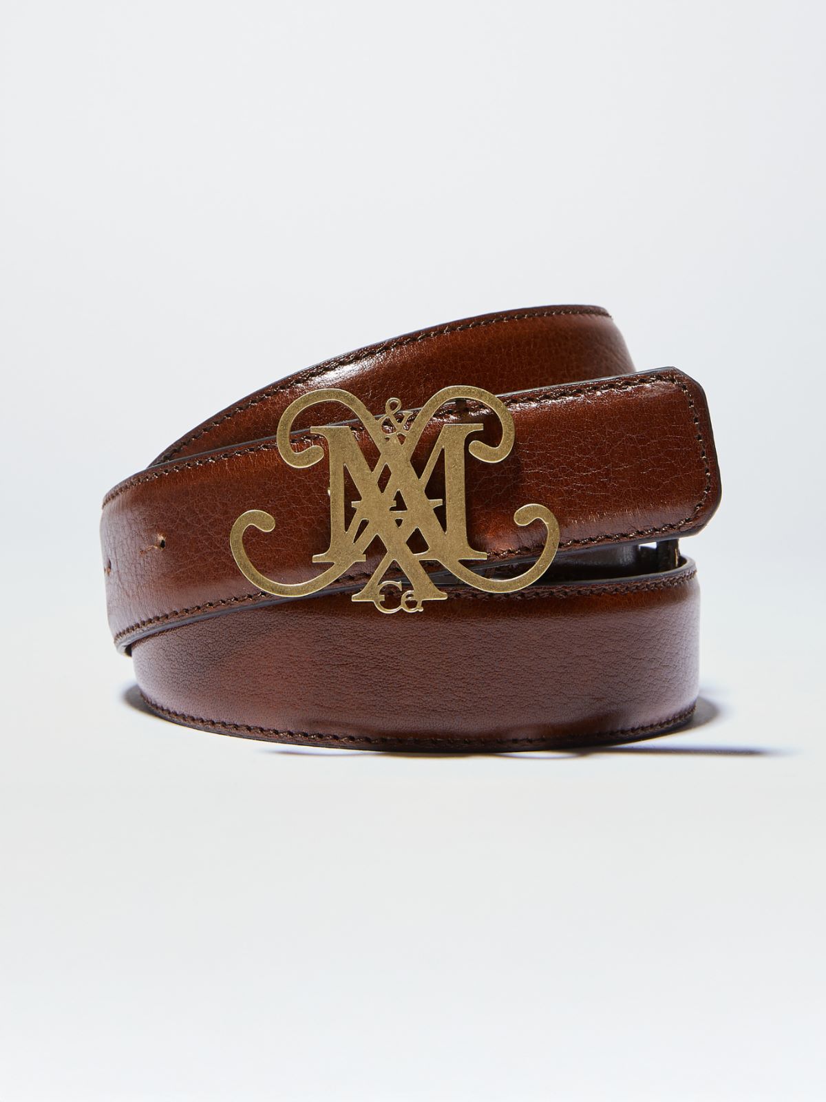 Emblem leather belt, brown | MAX&Co. Emblem leather belt - BROWN - MAX&Co.