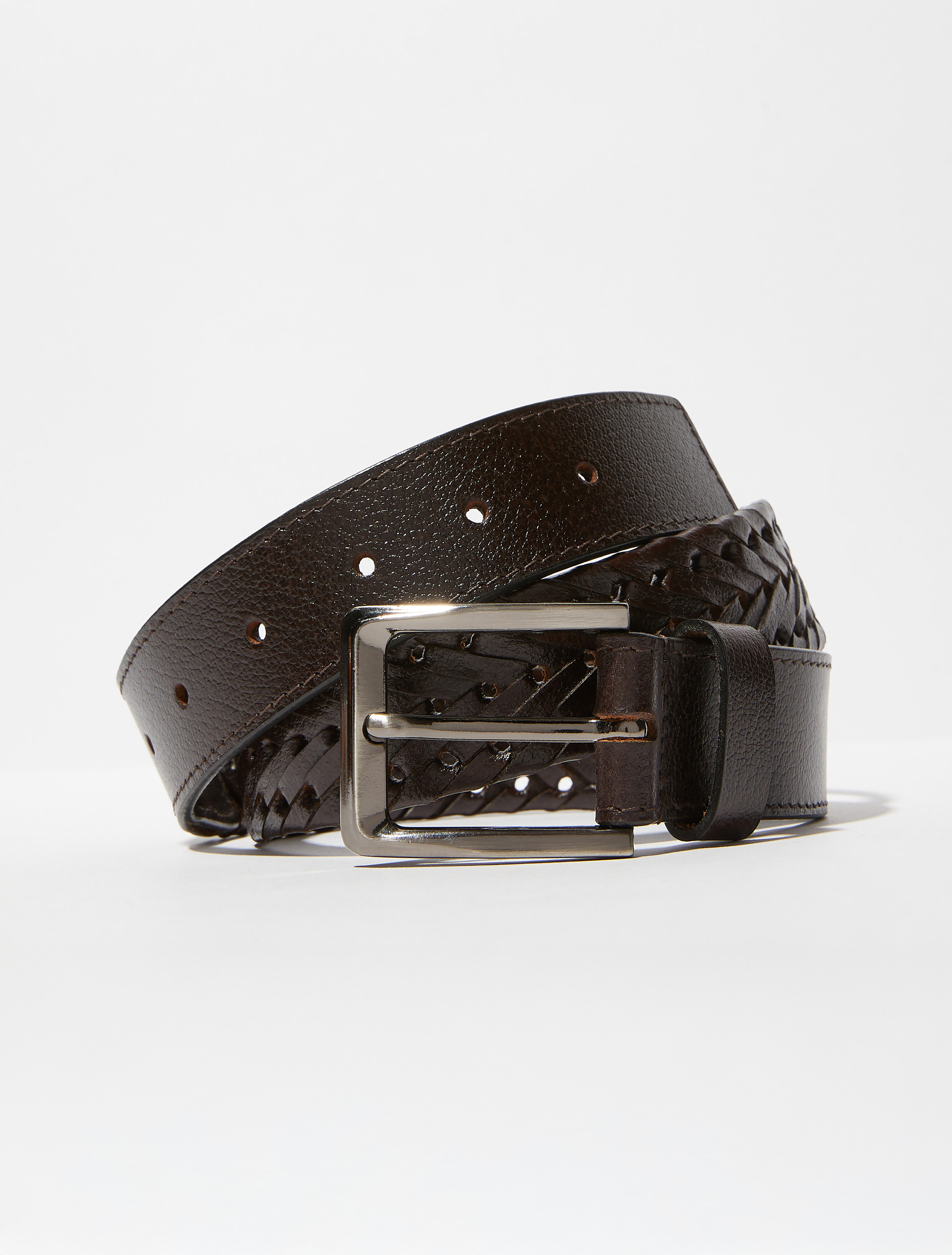Perforated leather belt - CHOCOLATE - MAX&Co.