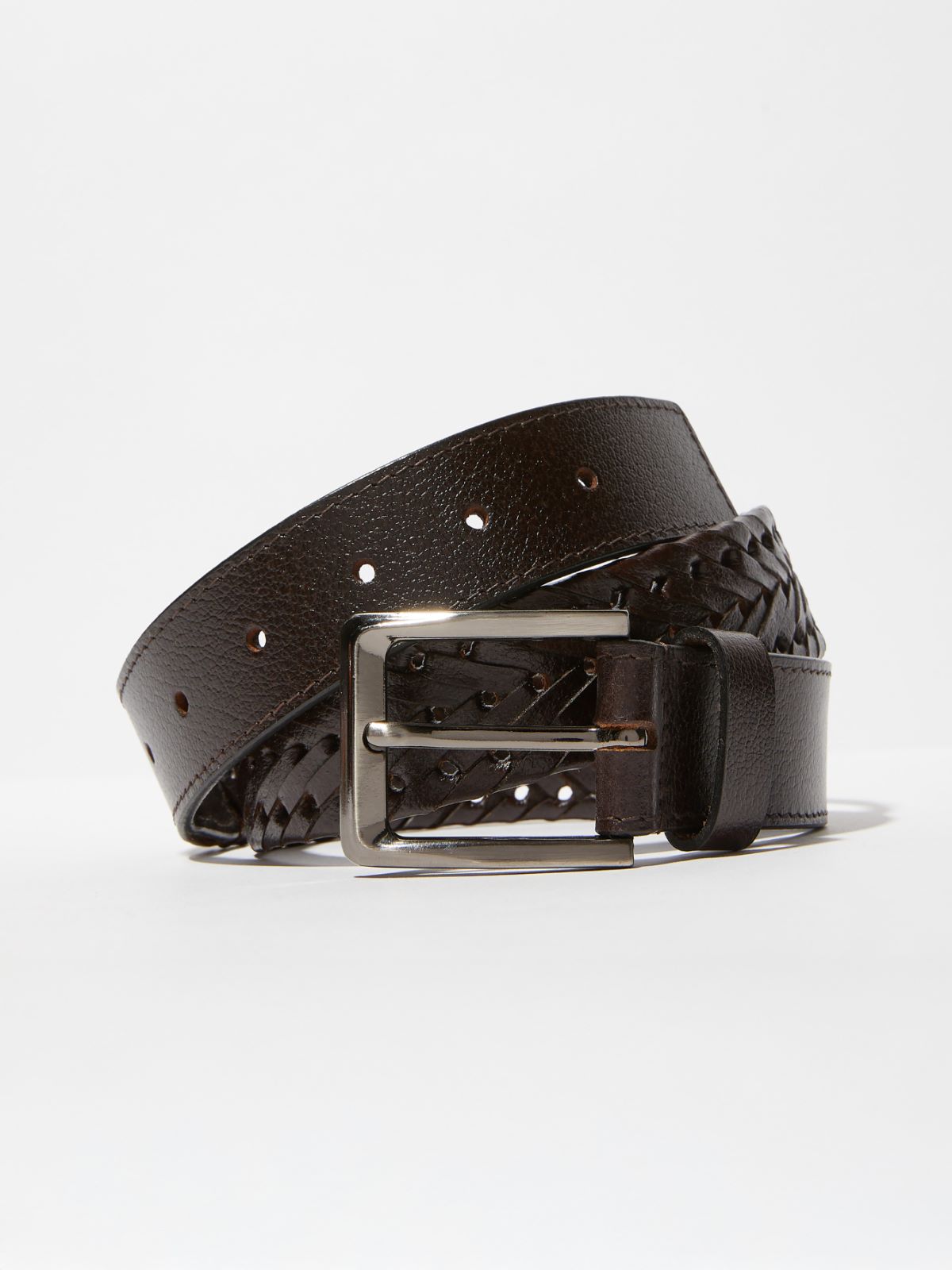 Perforated leather belt - CHOCOLATE - MAX&Co.