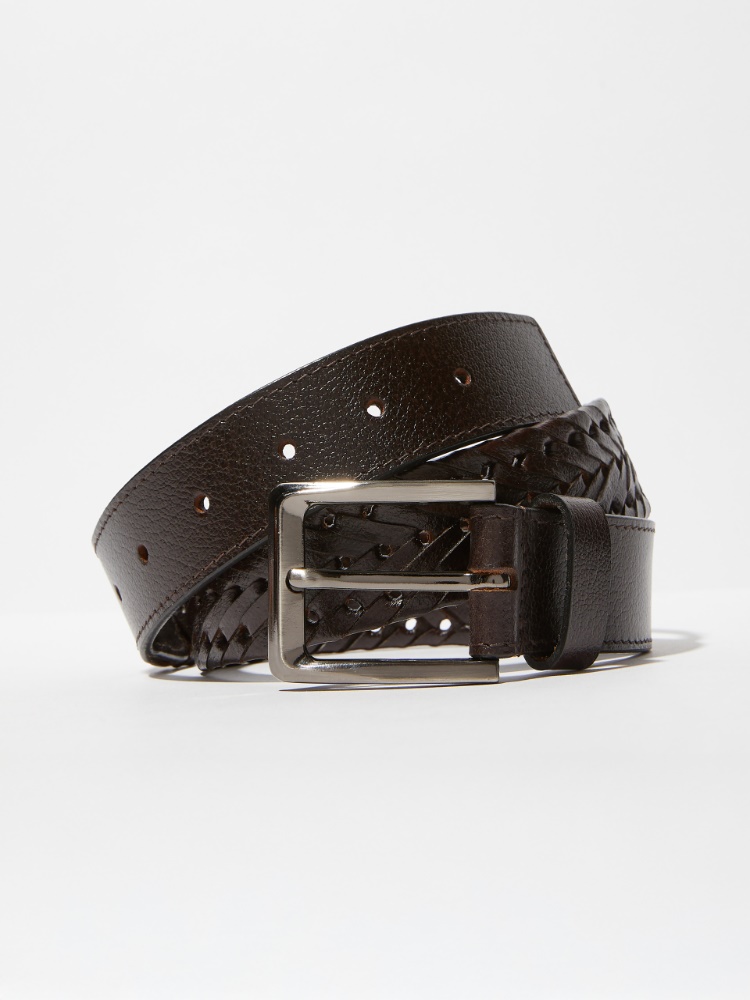 Perforated leather belt - CHOCOLATE - MAX&Co.
