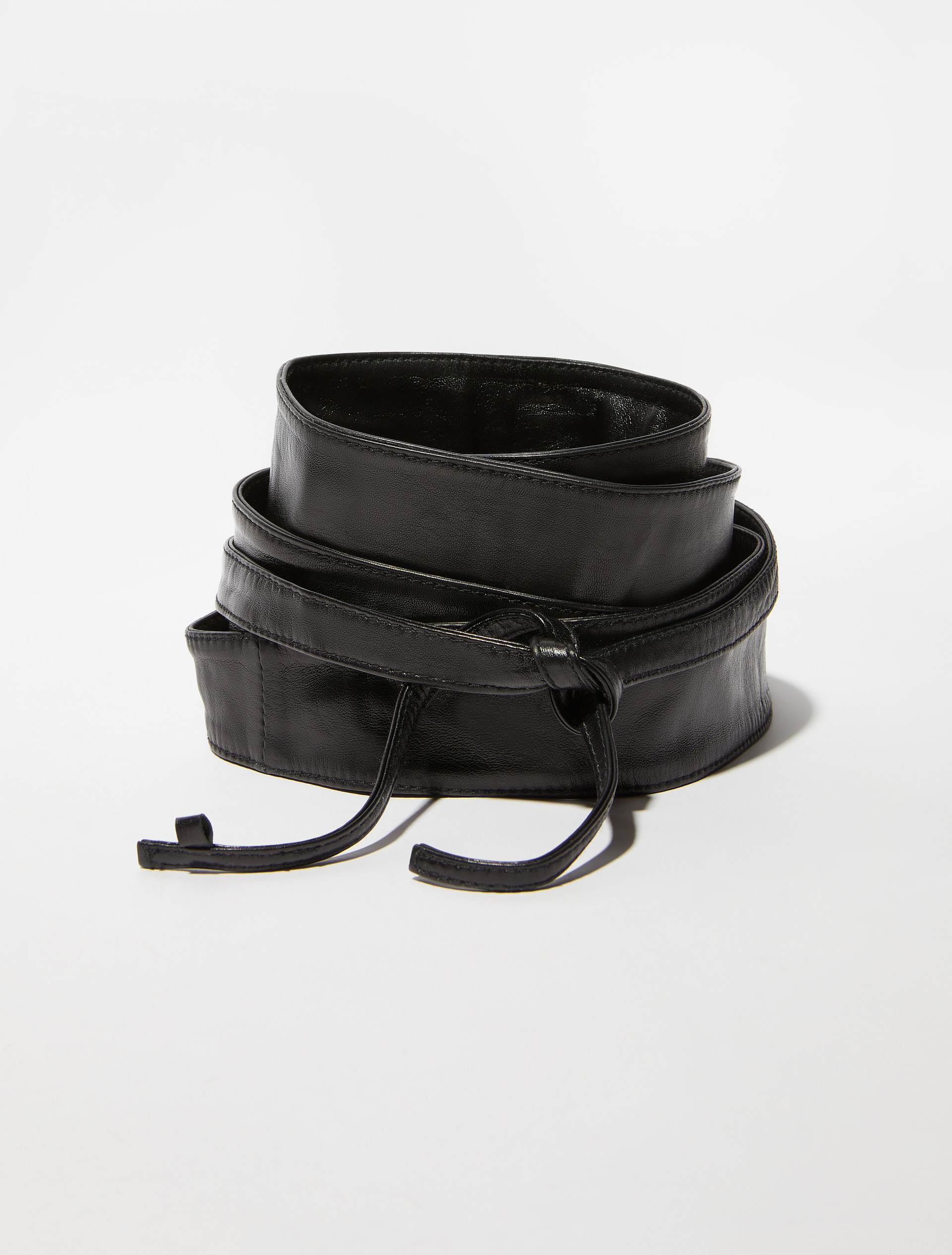 Nappa leather obi belt - BLACK - MAX&Co.