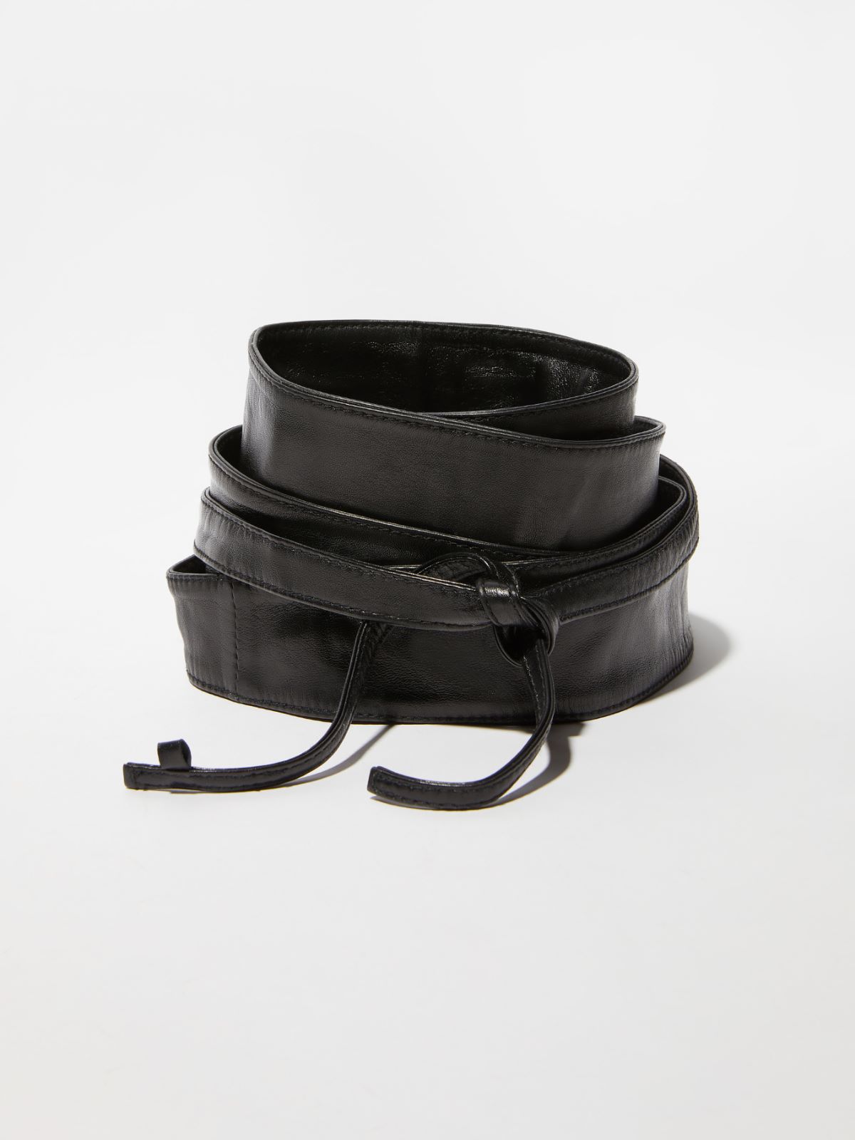 Nappa leather obi belt - BLACK - MAX&Co.