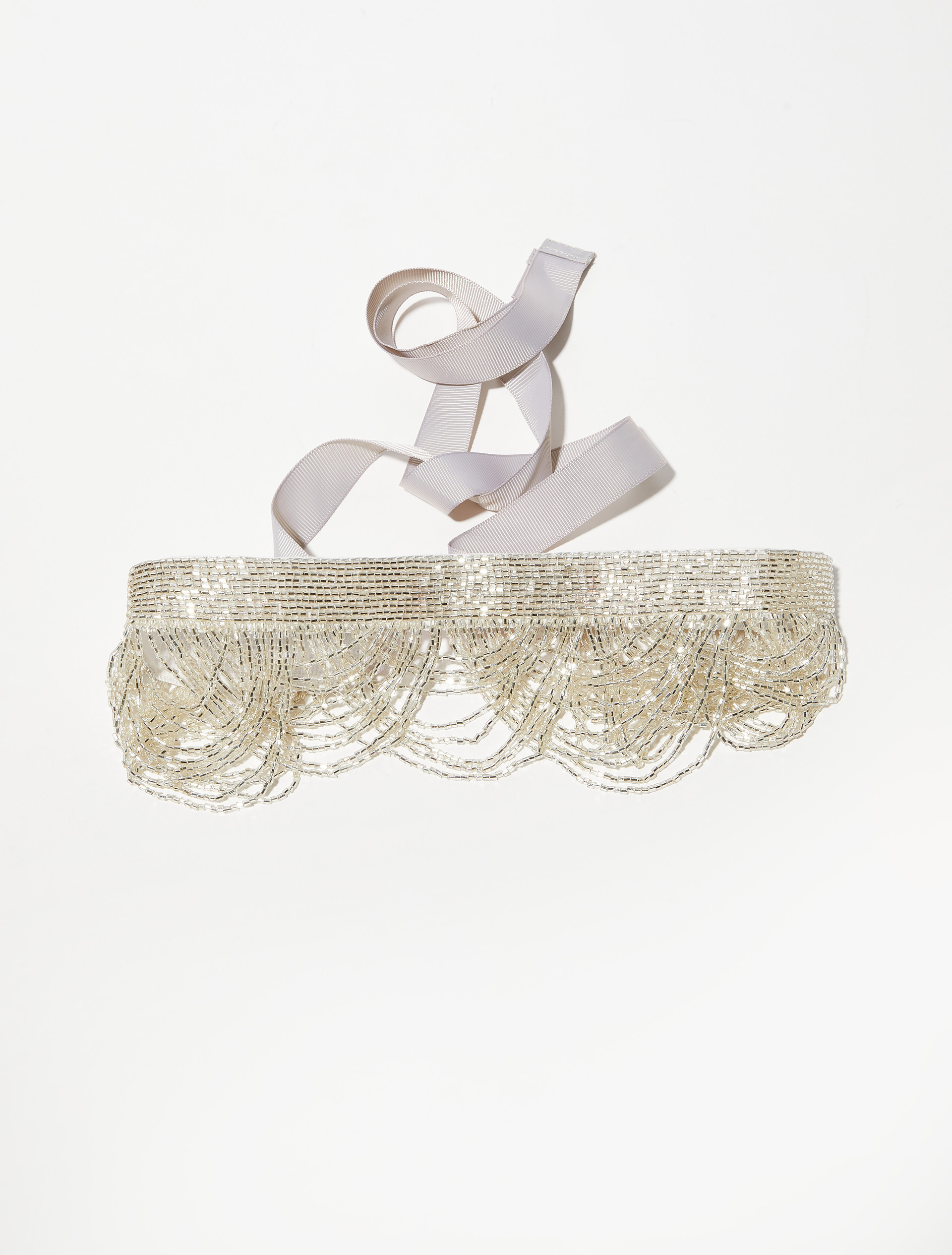 Bead and grosgrain belt - SILVER - MAX&Co.