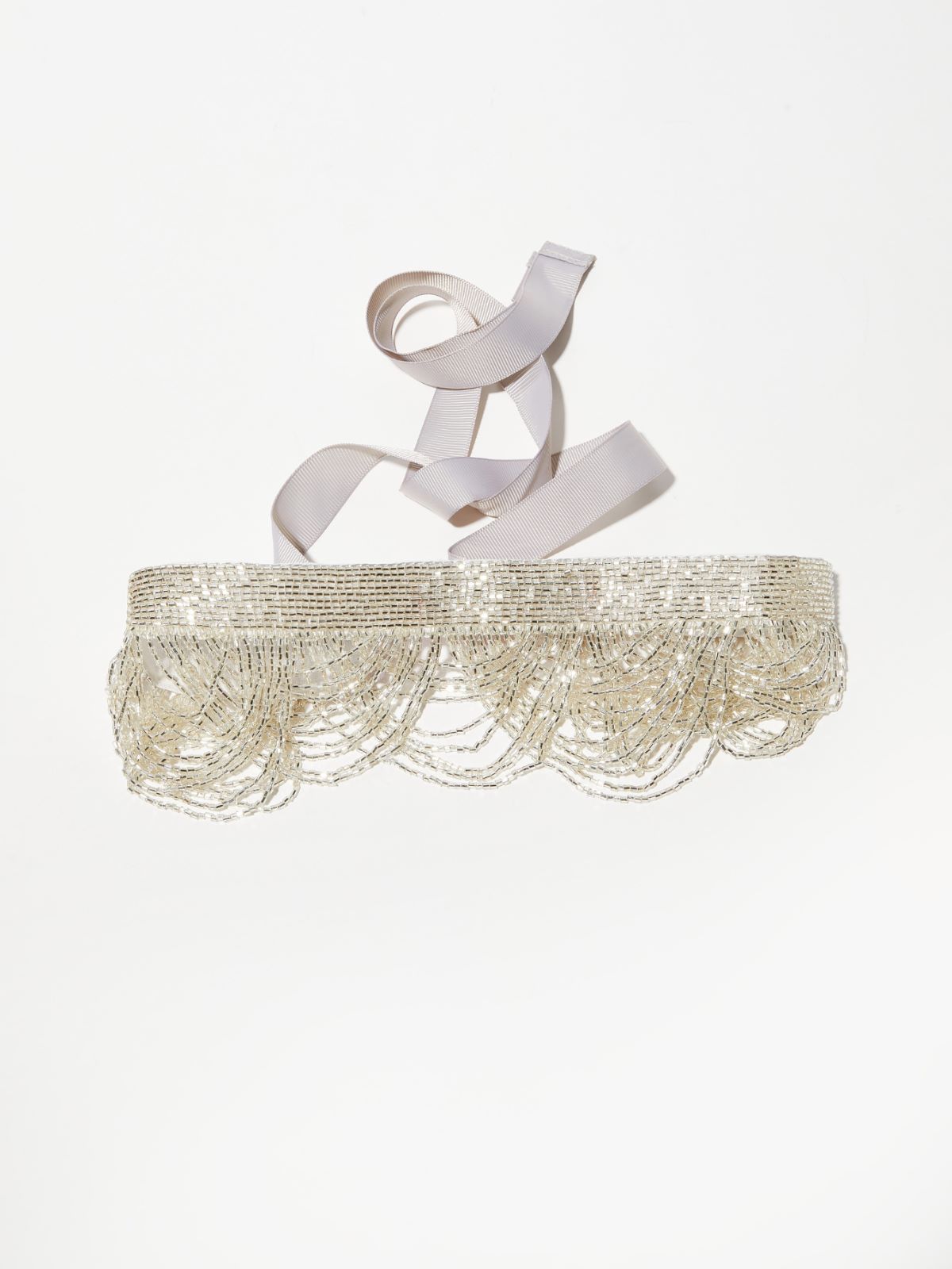 Bead and grosgrain belt - SILVER - MAX&Co.