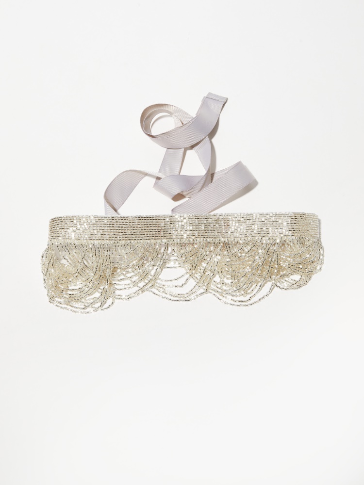 Ripsband-Gürtel mit Perlen - SILVER - MAX&Co.