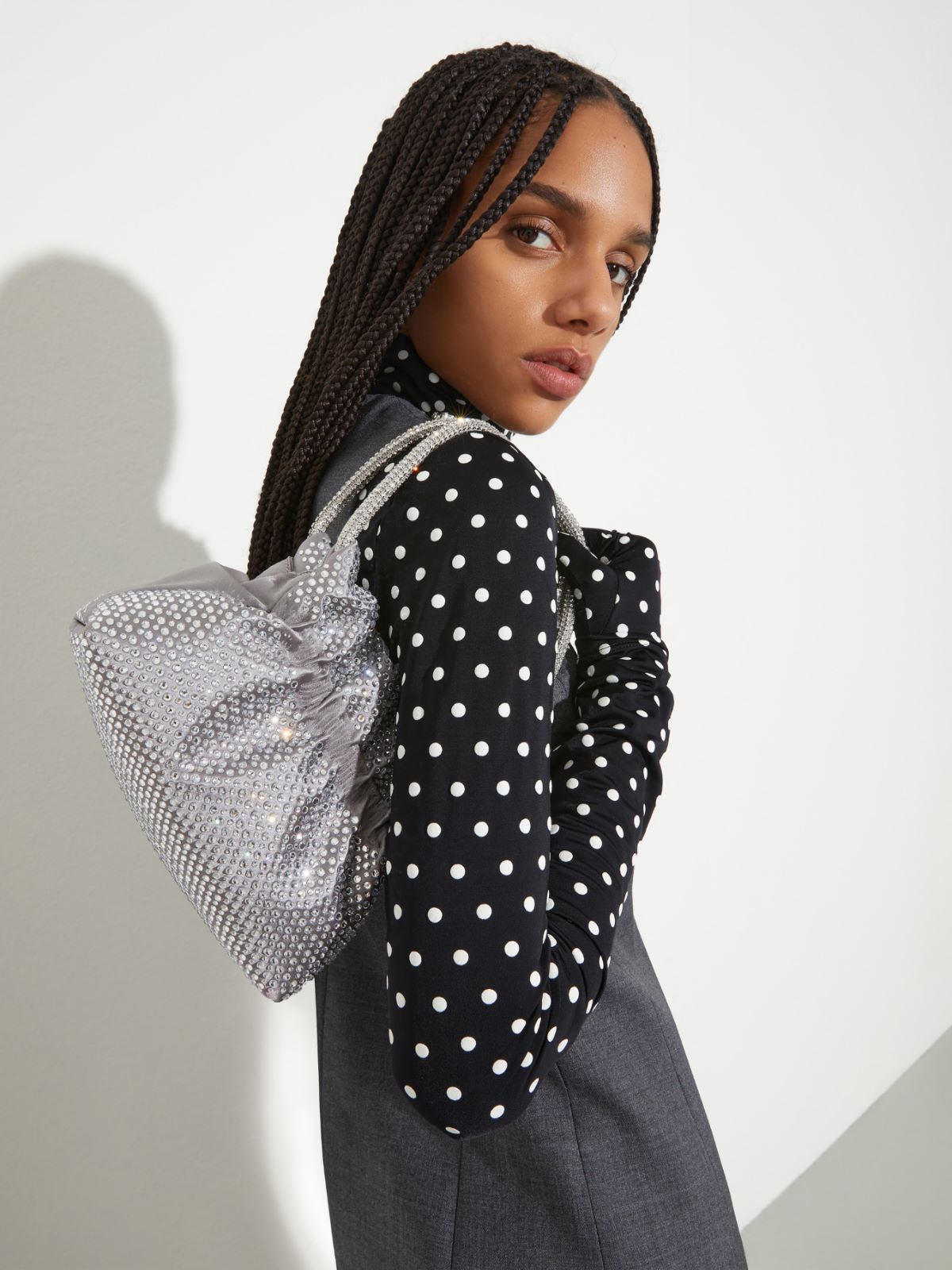 Sac de fête en satin avec strass - GRIS MOYEN - MAX&Co. - 5