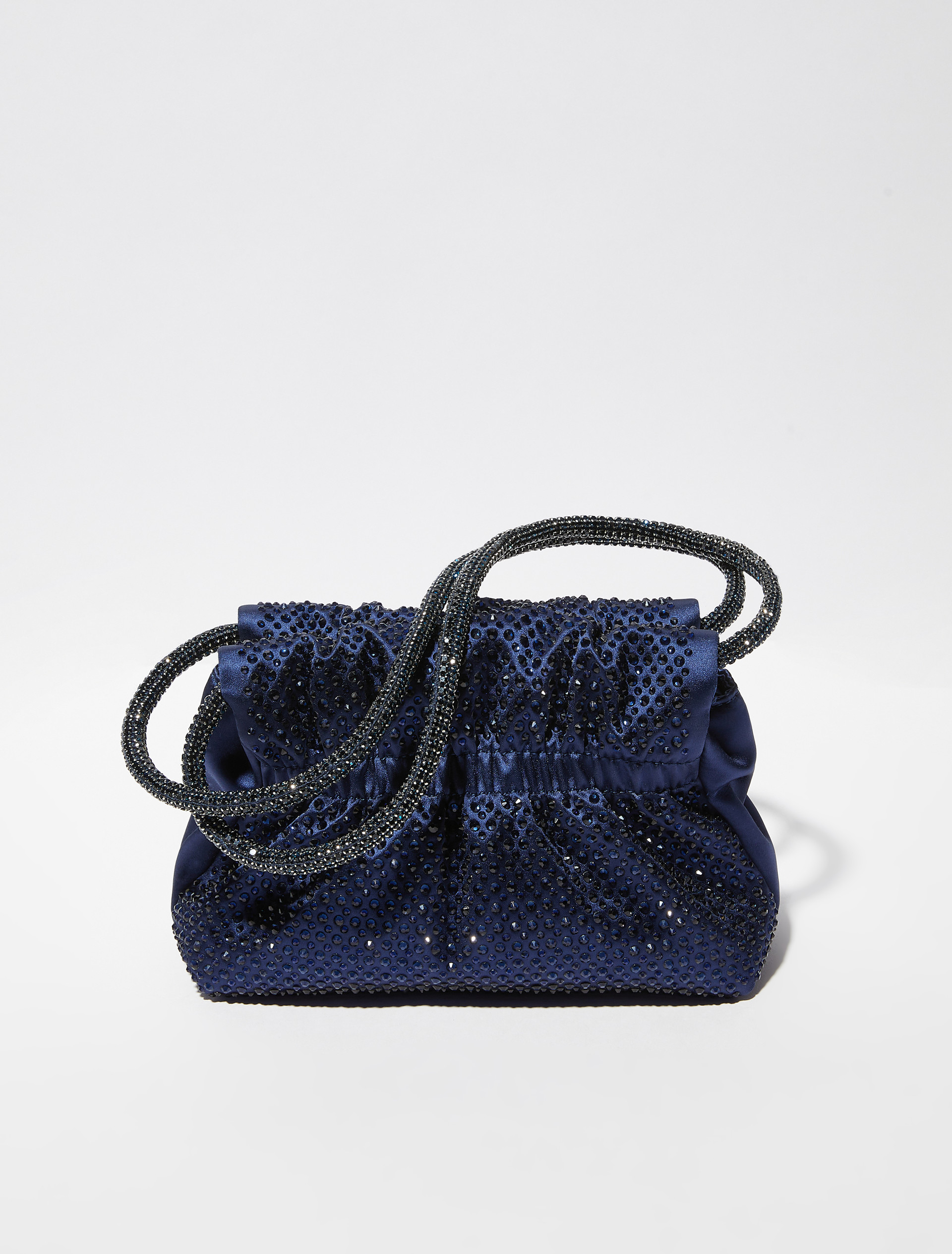 Rhinestone-embellished satin bag, navy | MAX&Co. Rhinestone-embellished satin bag - NAVY - MAX&Co. - 2