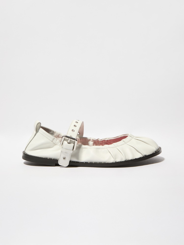 Studded nappa-leather ballet flats - WHITE - MAX&Co.