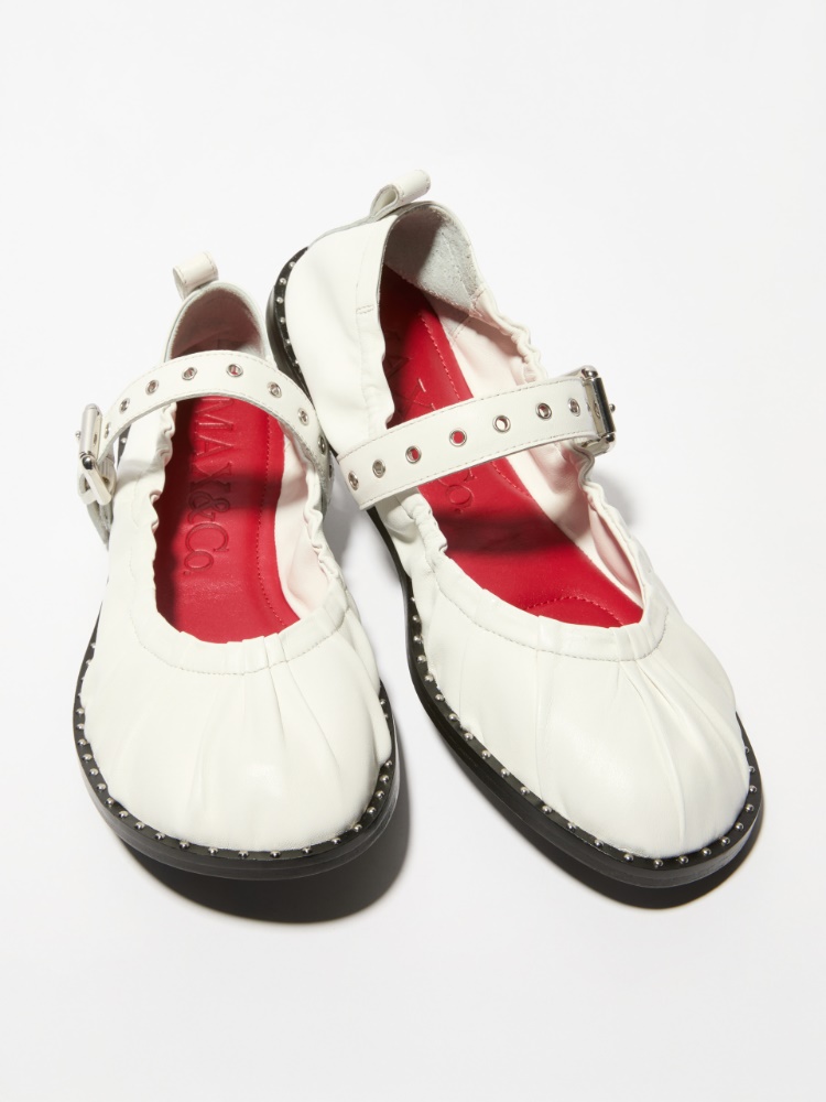 Studded nappa-leather ballet flats - WHITE - MAX&Co.