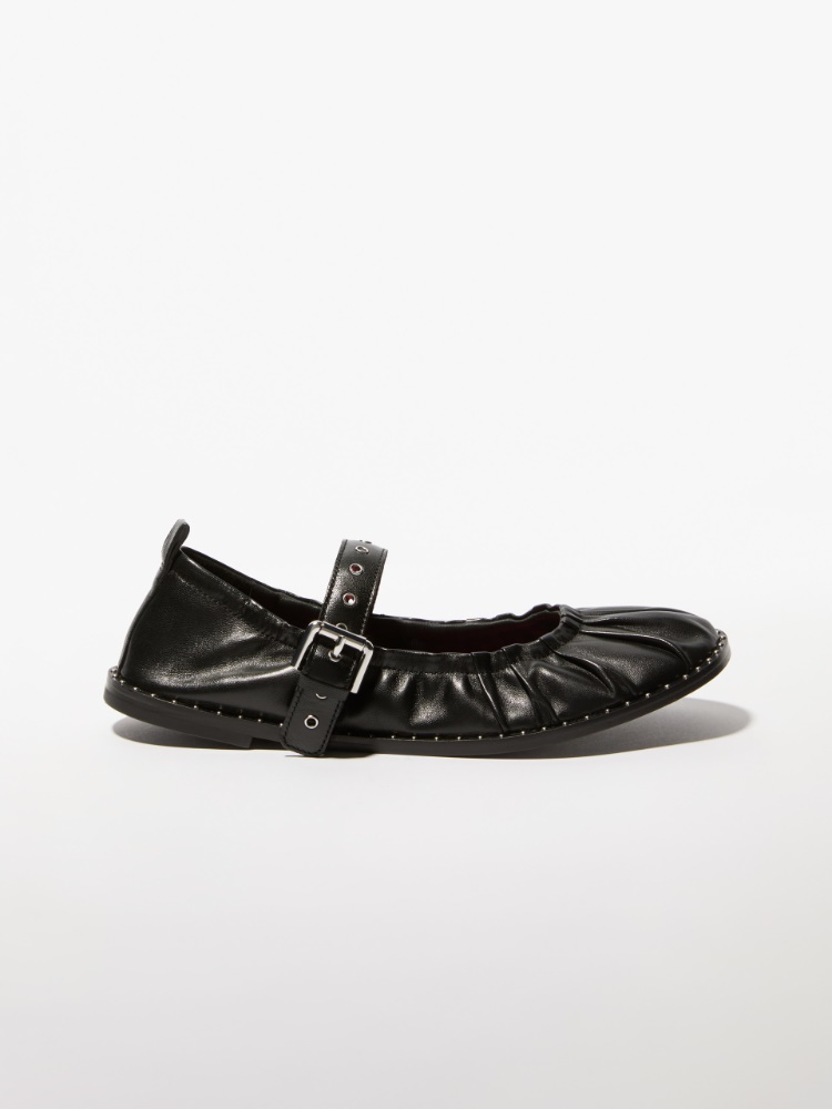 Studded nappa-leather ballet flats - BLACK - MAX&Co.