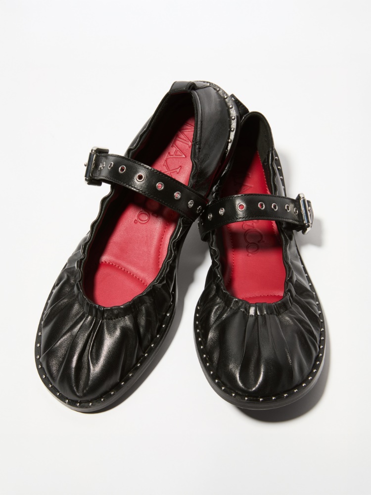 Studded nappa-leather ballet flats - BLACK - MAX&Co.