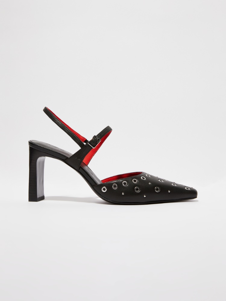 Eyelet-embellished leather pumps - BLACK - MAX&Co.