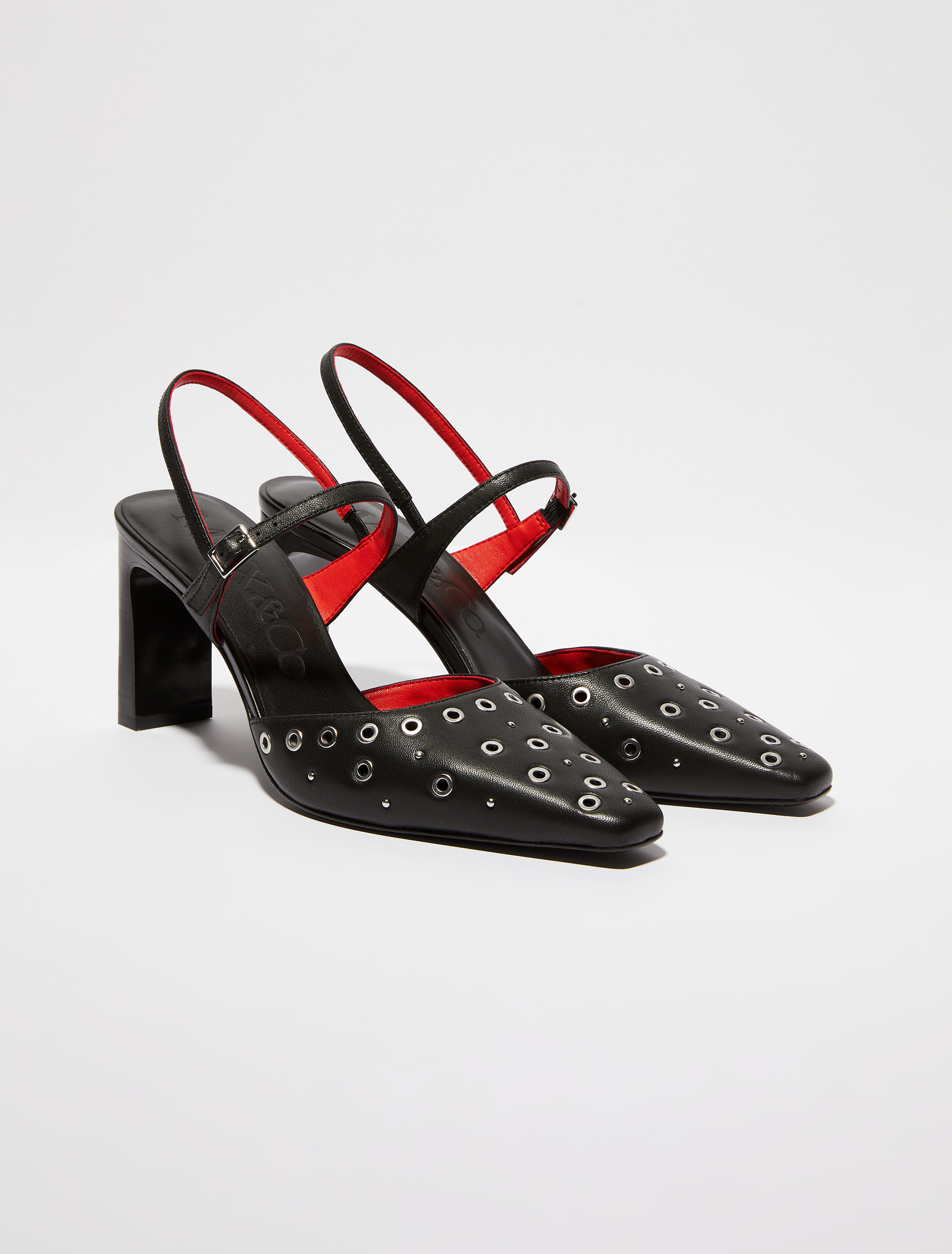 Eyelet-embellished leather pumps - BLACK - MAX&Co. - 3