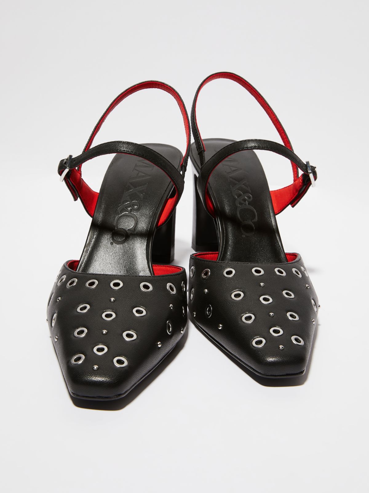 Eyelet-embellished leather pumps - BLACK - MAX&Co.