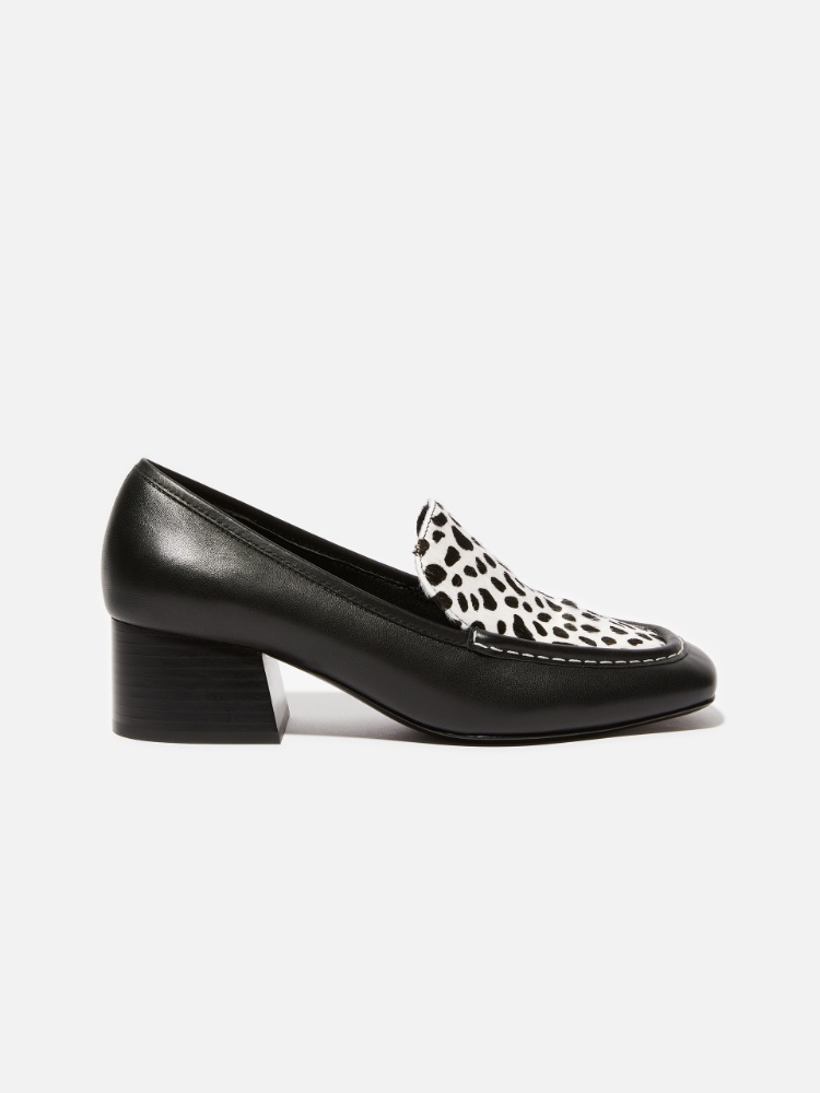 Leather and calf-hair loafers - BLACK WHITE - MAX&Co.