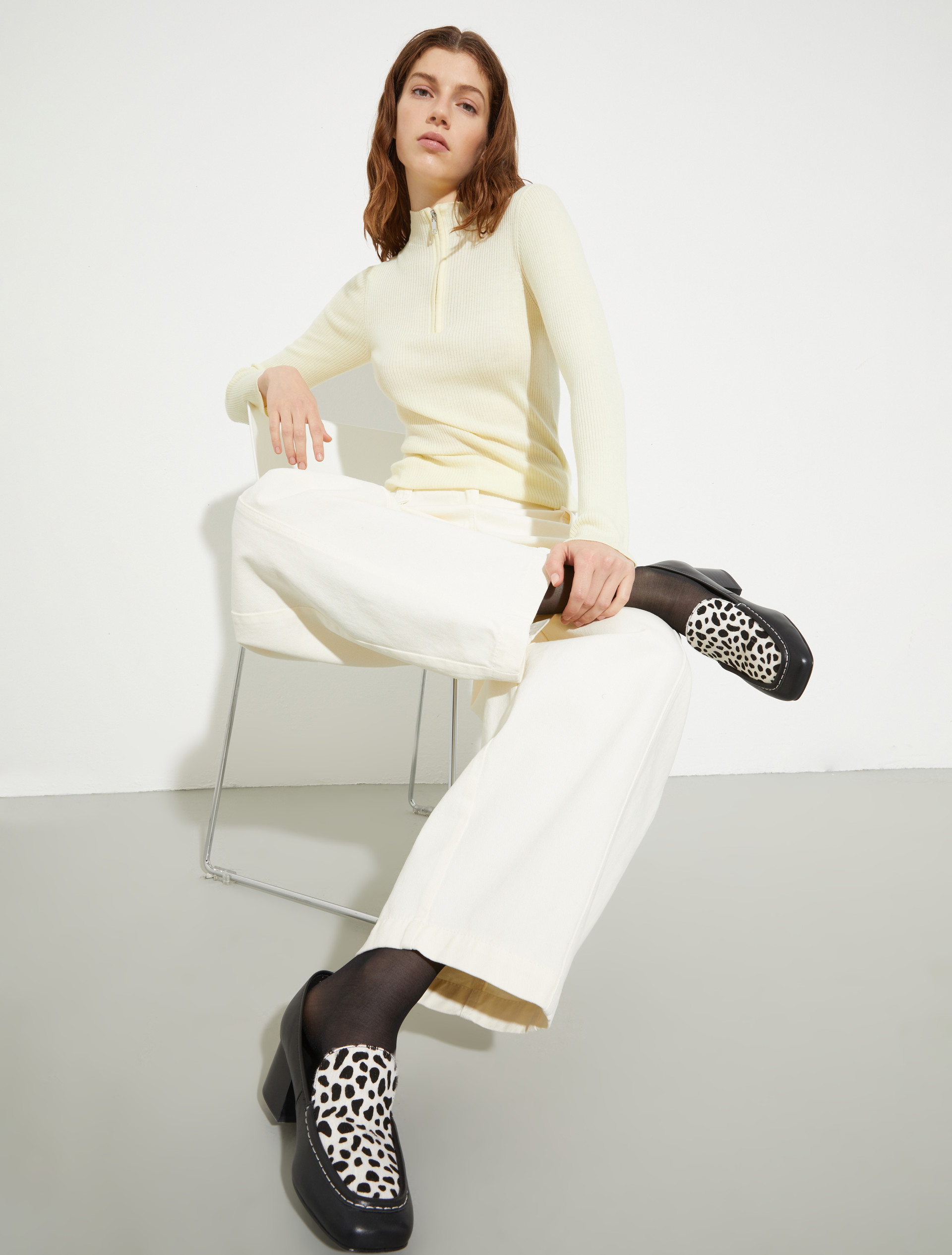 Leather and calf-hair loafers - BLACK WHITE - MAX&Co. - 5