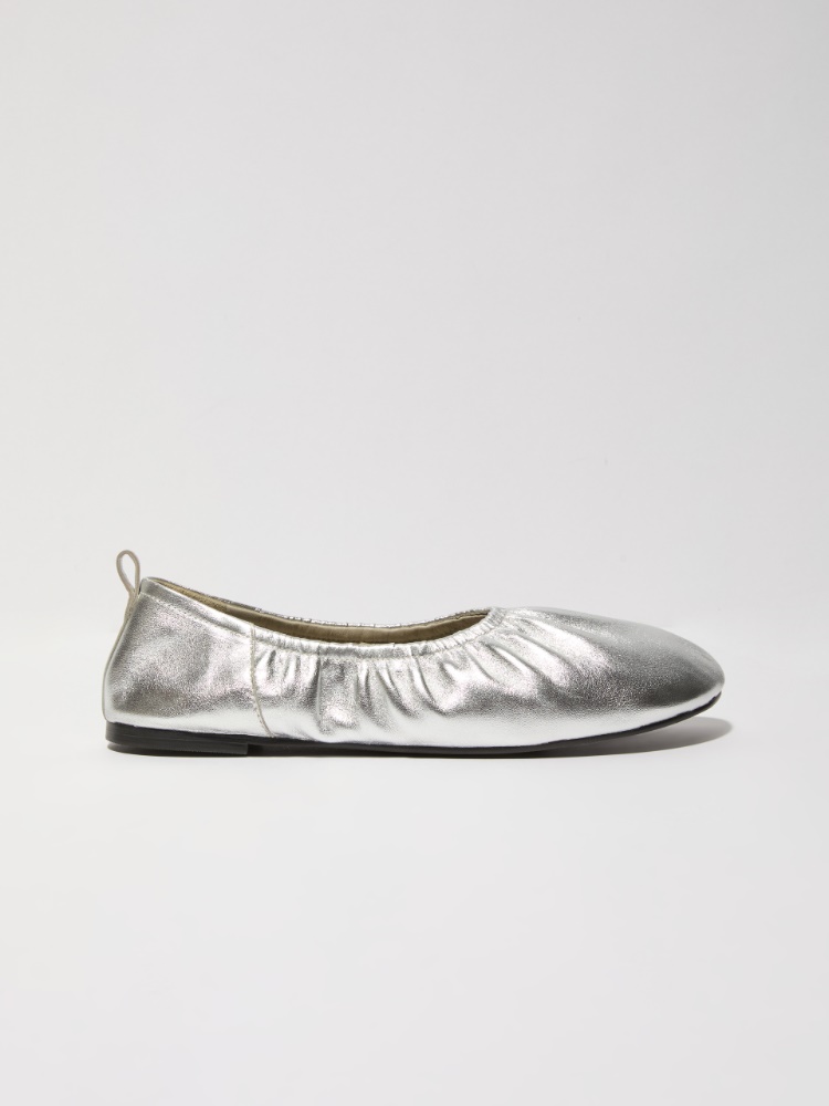 Laminated leather ballet flats - SILVER - MAX&Co.