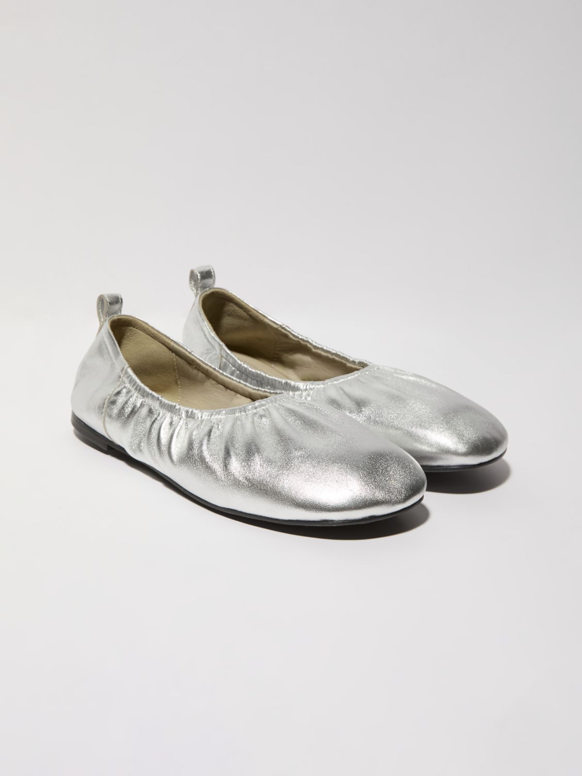 Laminated leather ballet flats - SILVER - MAX&Co. - 3