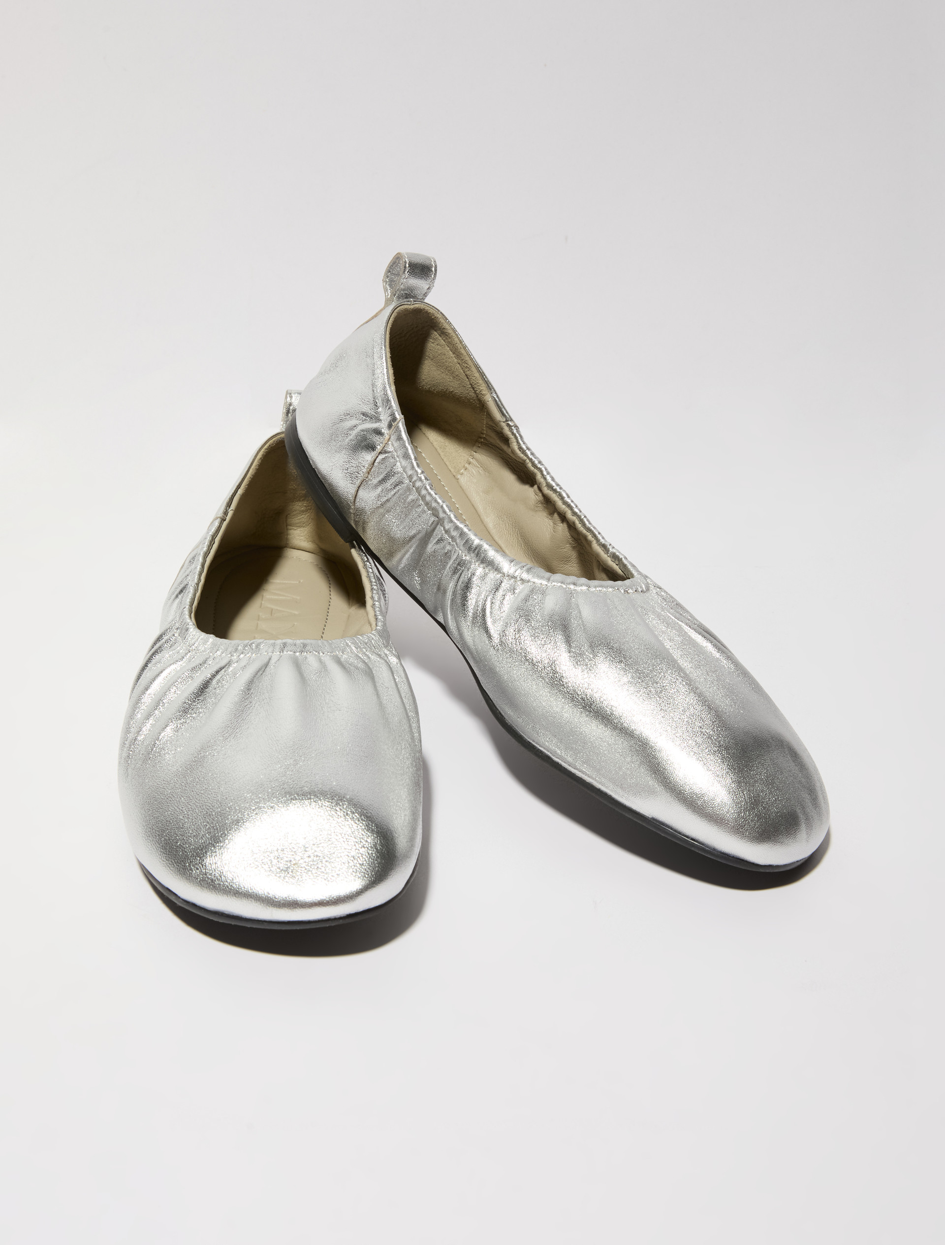 Laminated leather ballet flats - SILVER - MAX&Co.