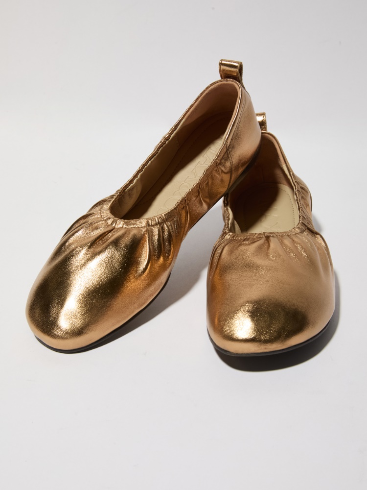 Laminated leather ballet flats - BRONZE - MAX&Co.