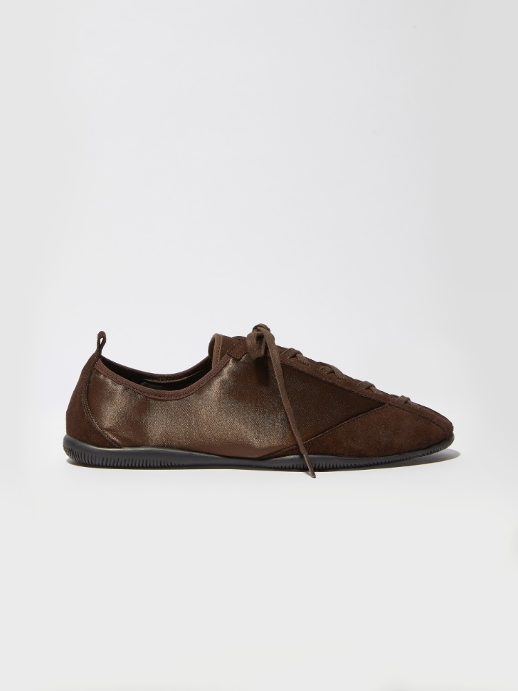 Satin and suede sneakers - CHOCOLATE - MAX&Co.