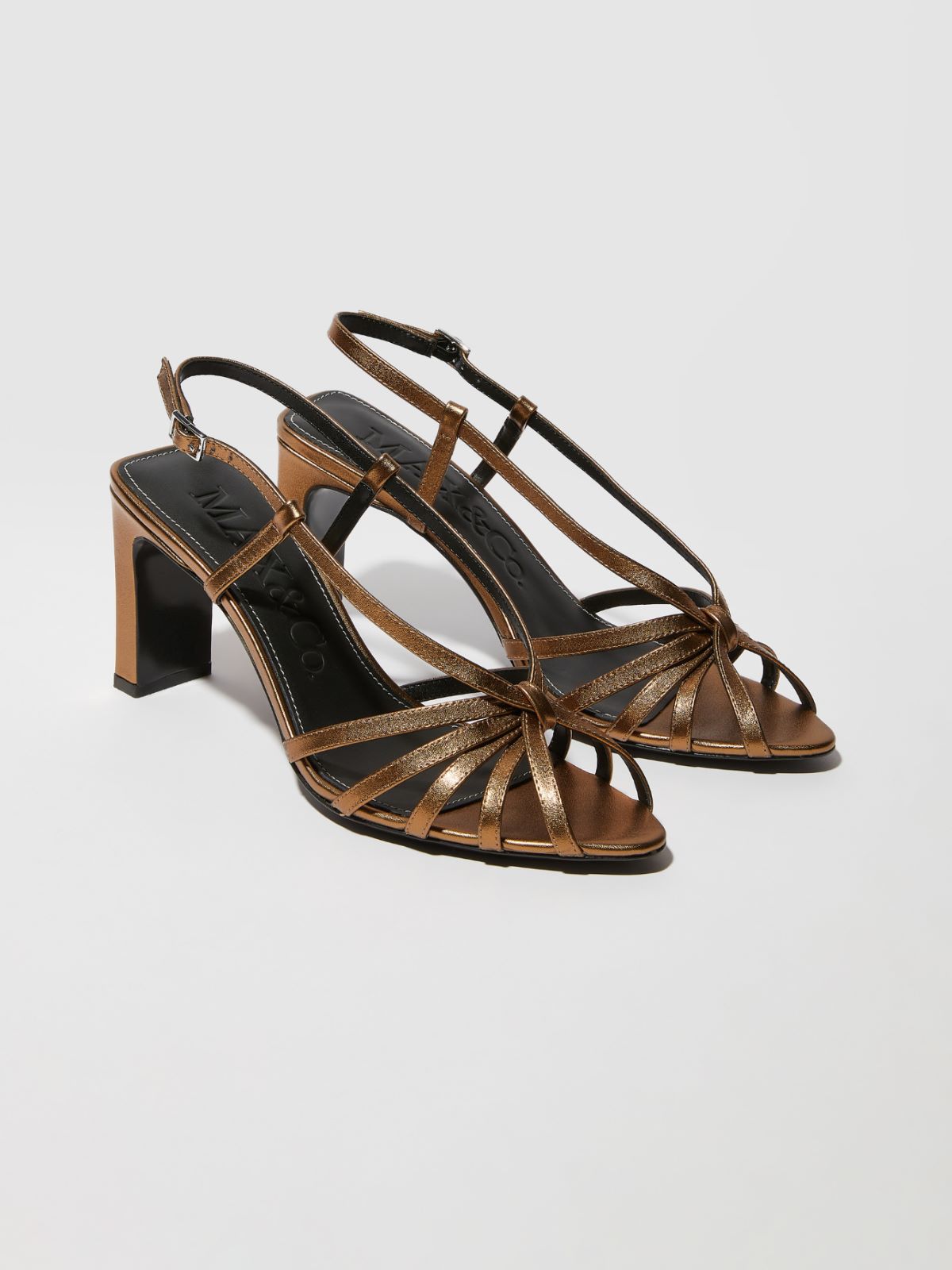 Laminated leather sandals, bronze | MAX&Co. Laminated leather sandals - BRONZE - MAX&Co. - 2