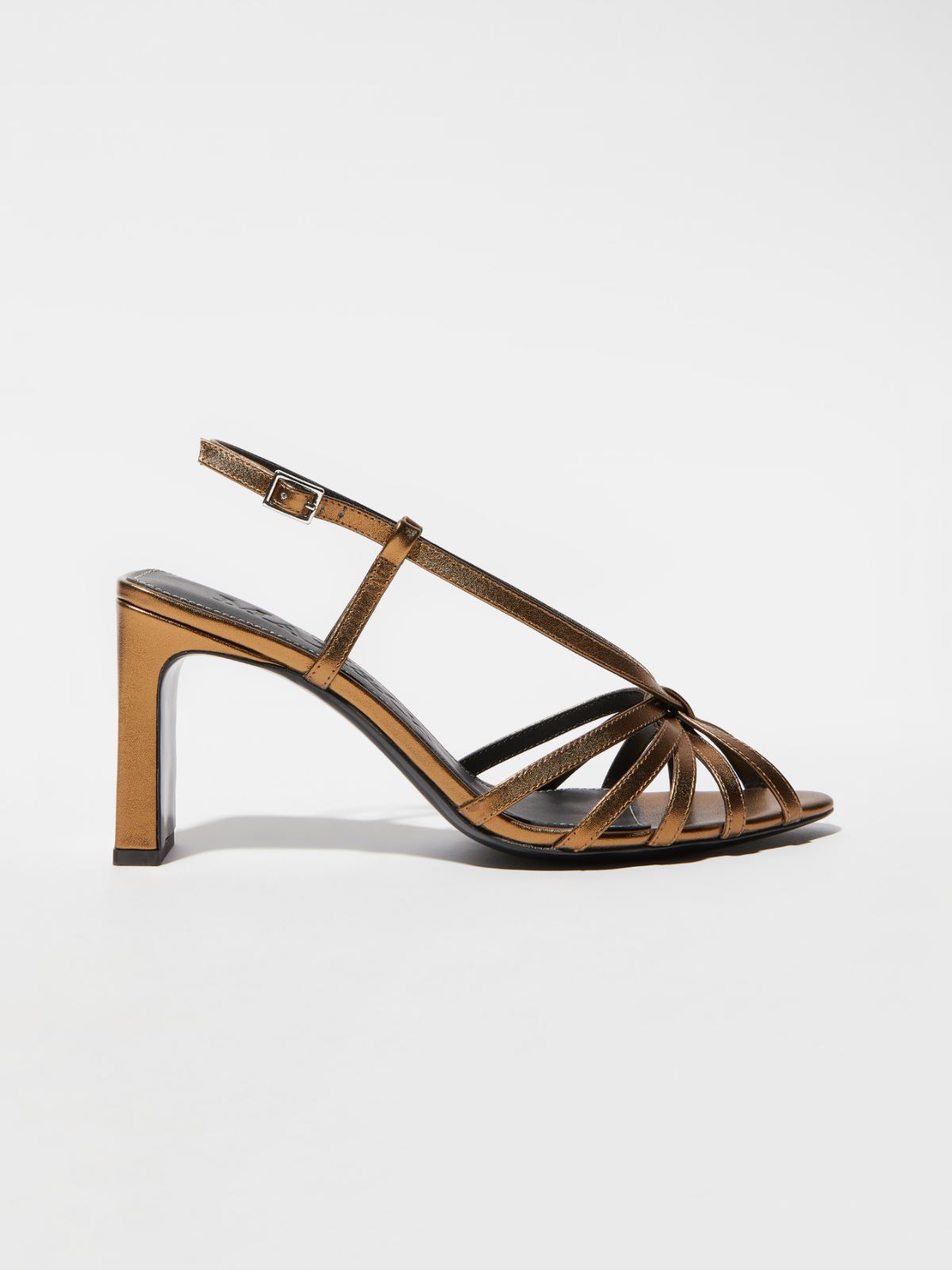 Laminated leather sandals, bronze | MAX&Co. Laminated leather sandals - BRONZE - MAX&Co. - 3