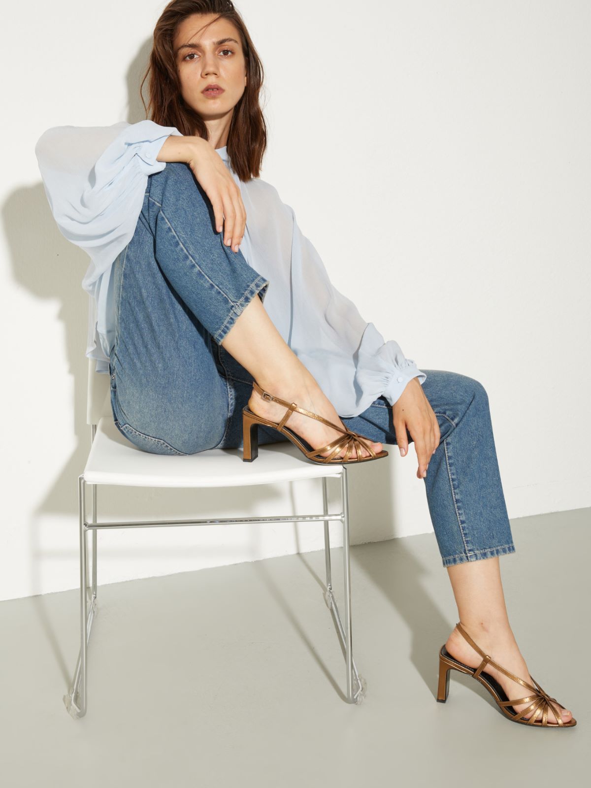 Laminated leather sandals, bronze | MAX&Co. Laminated leather sandals - BRONZE - MAX&Co. - 5