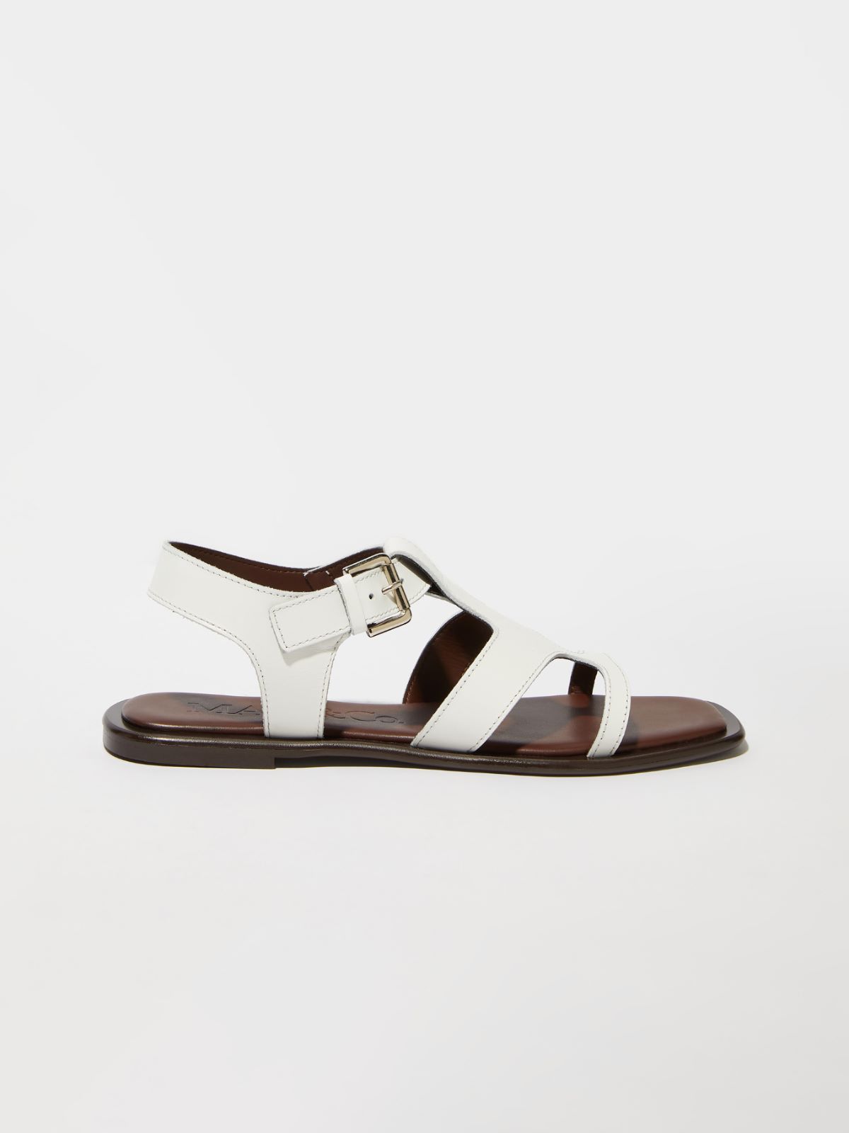 Flache Sandalen aus Leder - WEISS - MAX&Co. - 2