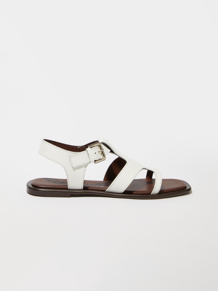Flat leather sandals - OPTICAL WHITE - MAX&Co.