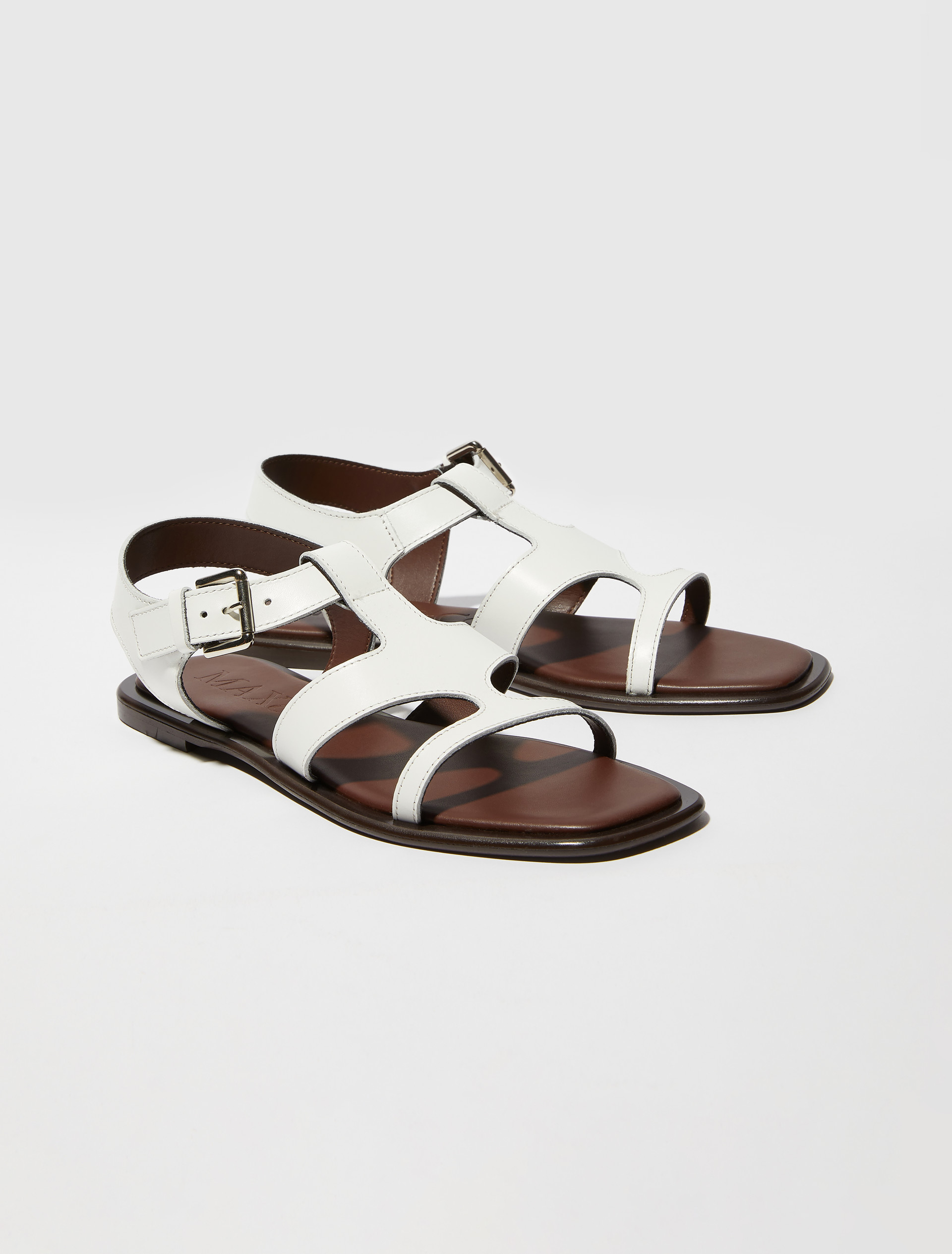 Flache Sandalen aus Leder - WEISS - MAX&Co. - 3