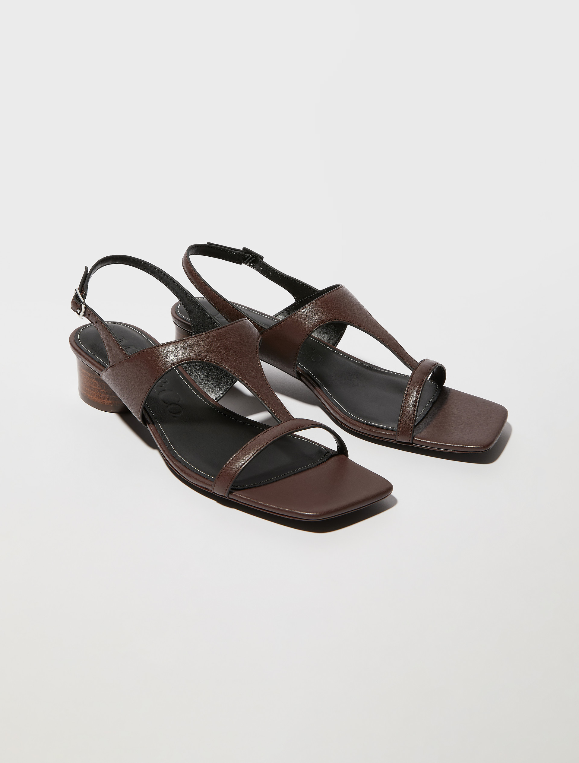 Midi-heel leather sandals - TOBACCO BROWN - MAX&Co. - 3