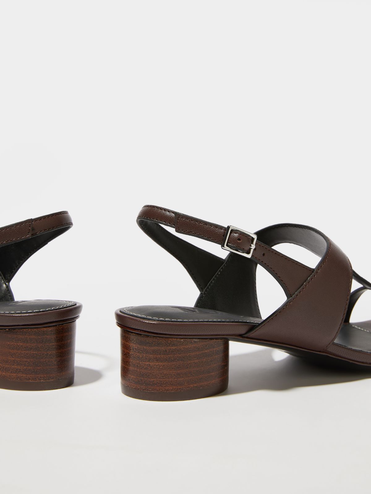 Midi-heel leather sandals - TOBACCO BROWN - MAX&Co. - 4