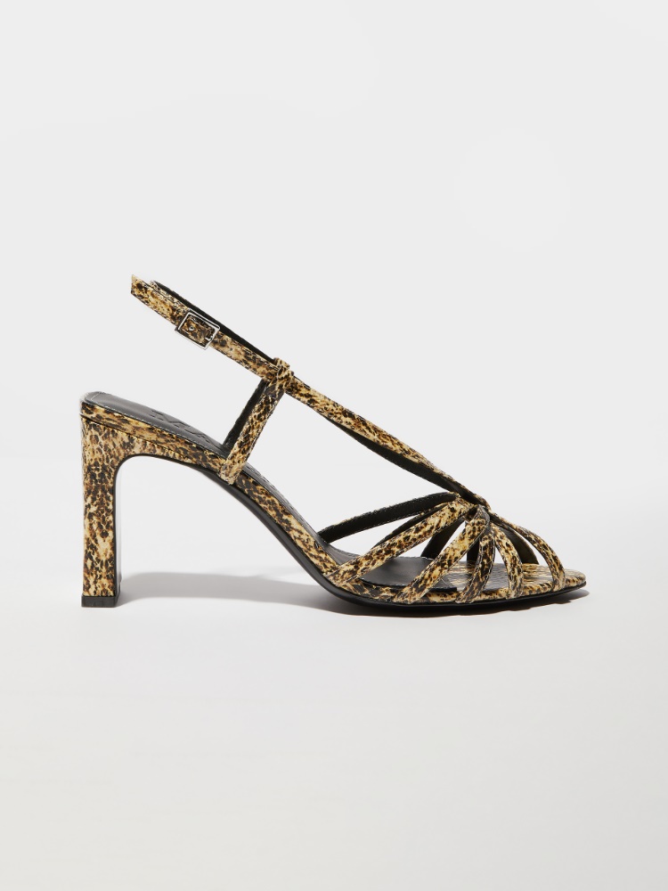 Python-print leather sandals - BROWN - MAX&Co.