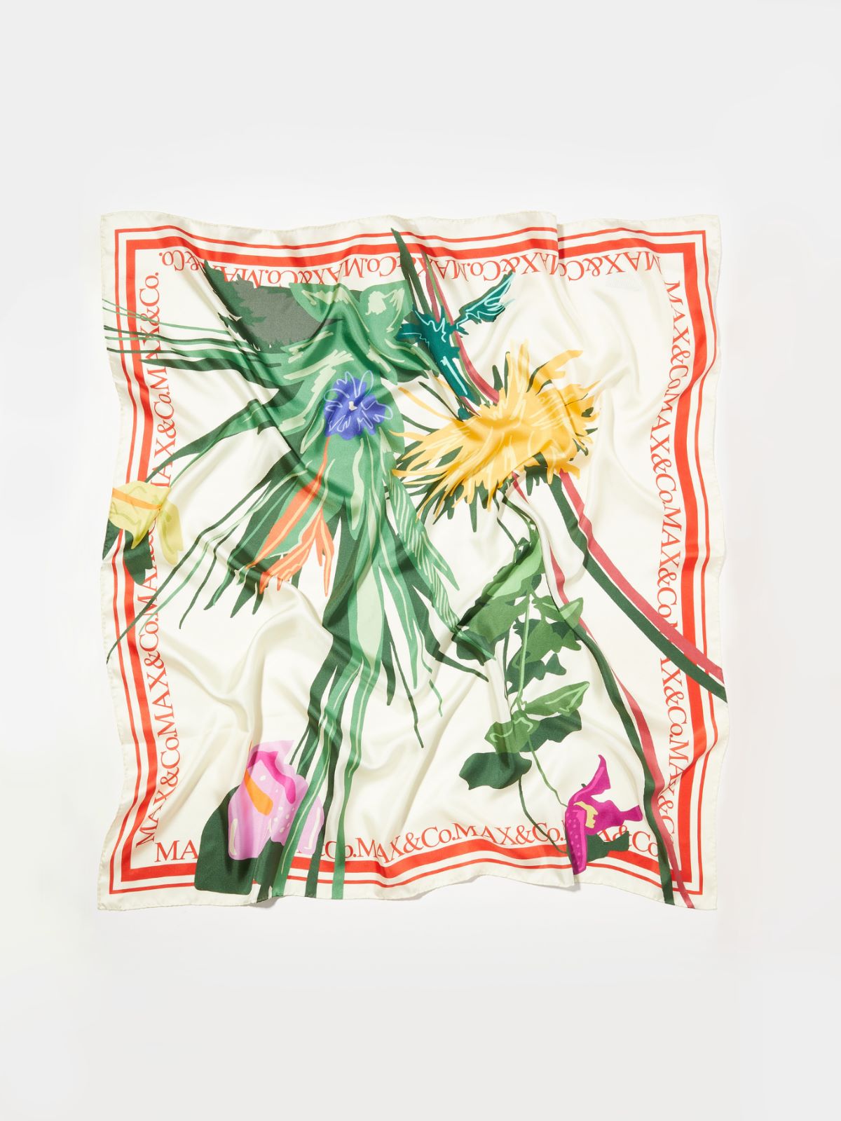 Floral silk-twill scarf - GREEN - MAX&Co. - 2