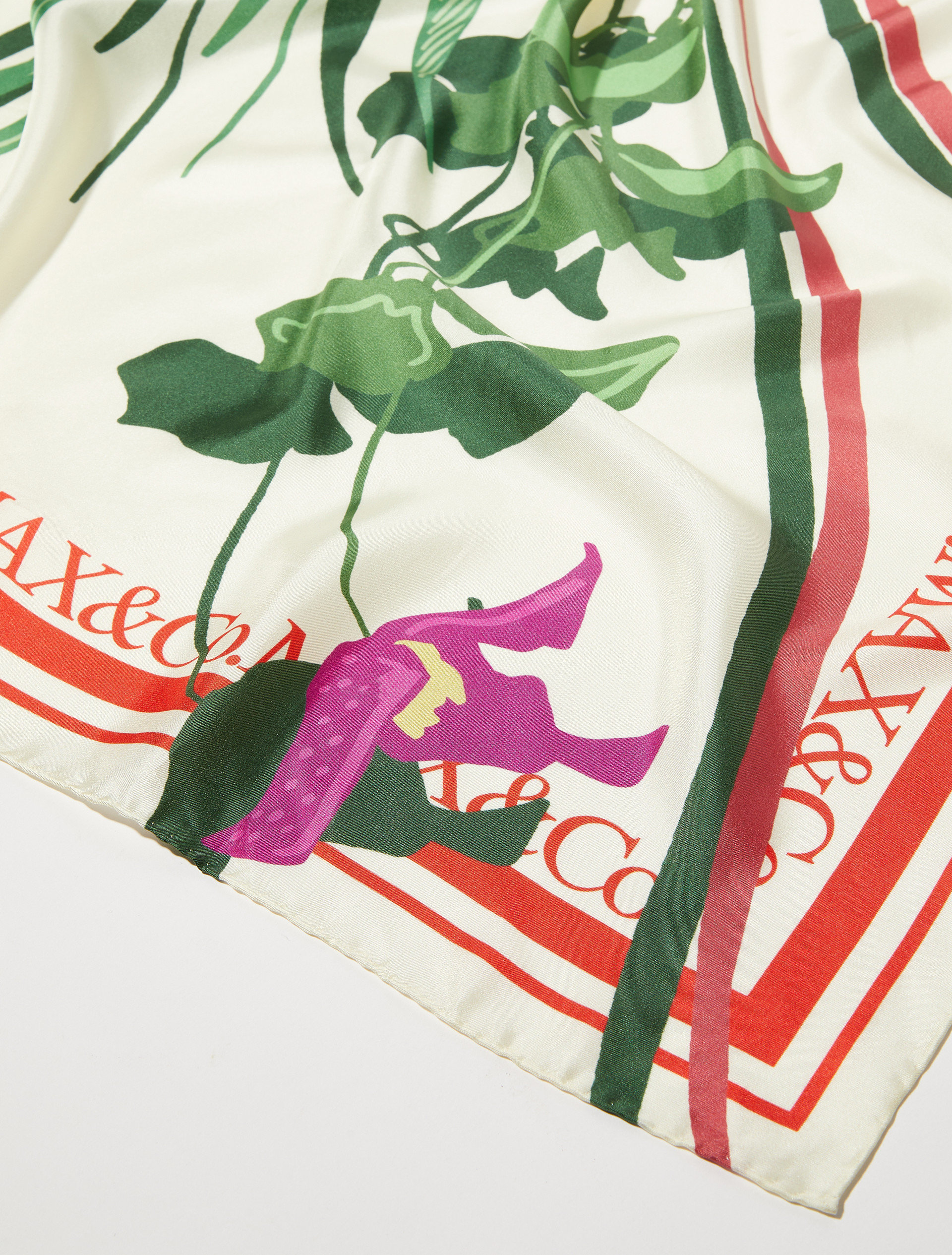 Floral silk-twill scarf - GREEN - MAX&Co. - 3