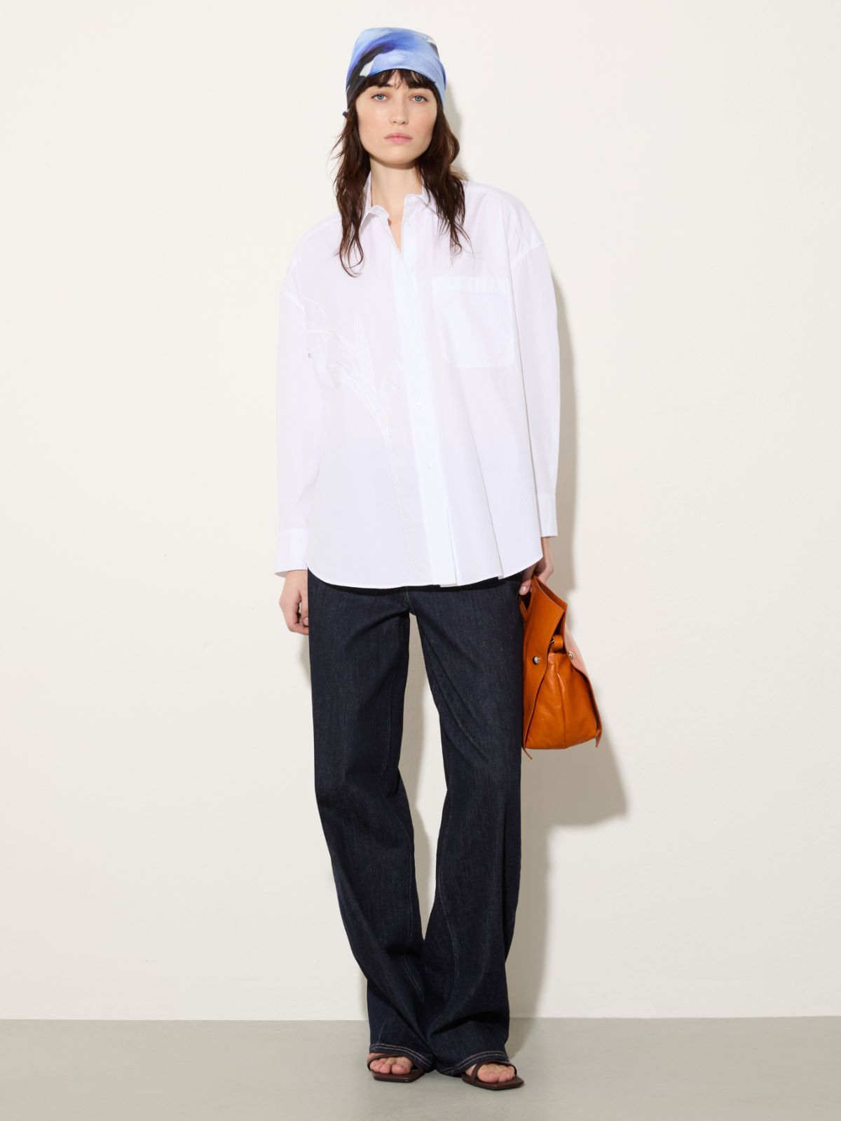 Floral silk-twill scarf - NAVY - MAX&Co. - 4