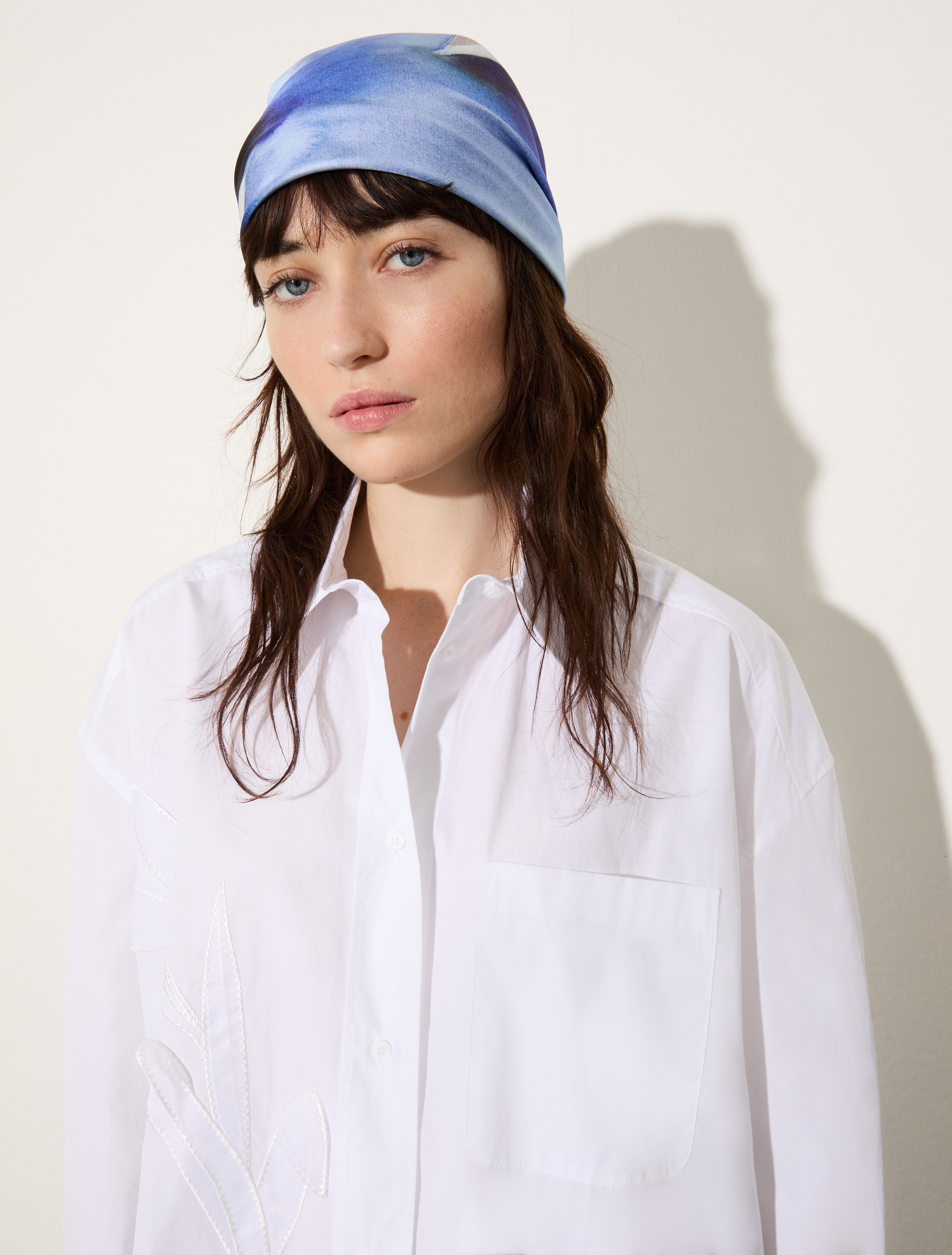 Floral silk-twill scarf - NAVY - MAX&Co.