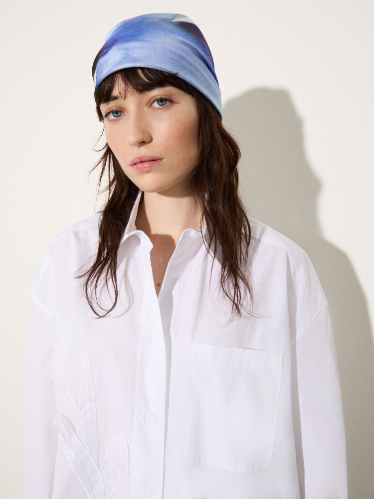 Floral silk-twill scarf - NAVY - MAX&Co.