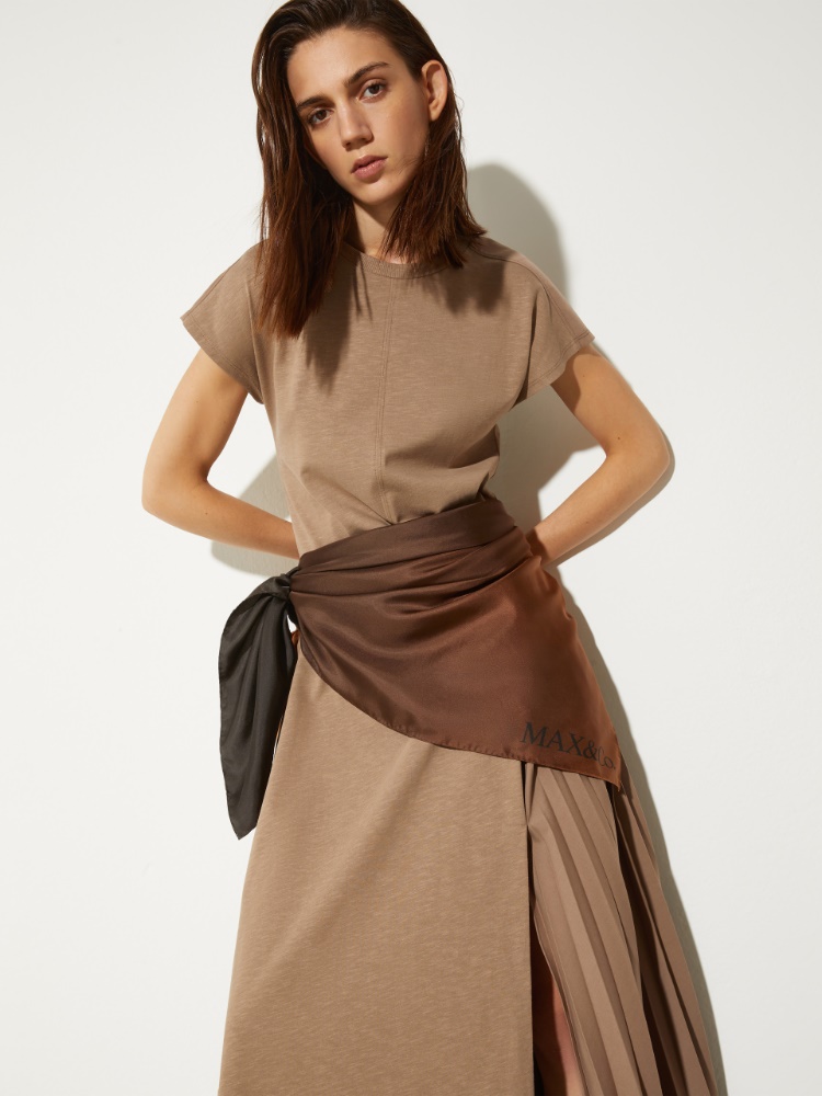 Maxi silk-twill scarf - RUST - MAX&Co.