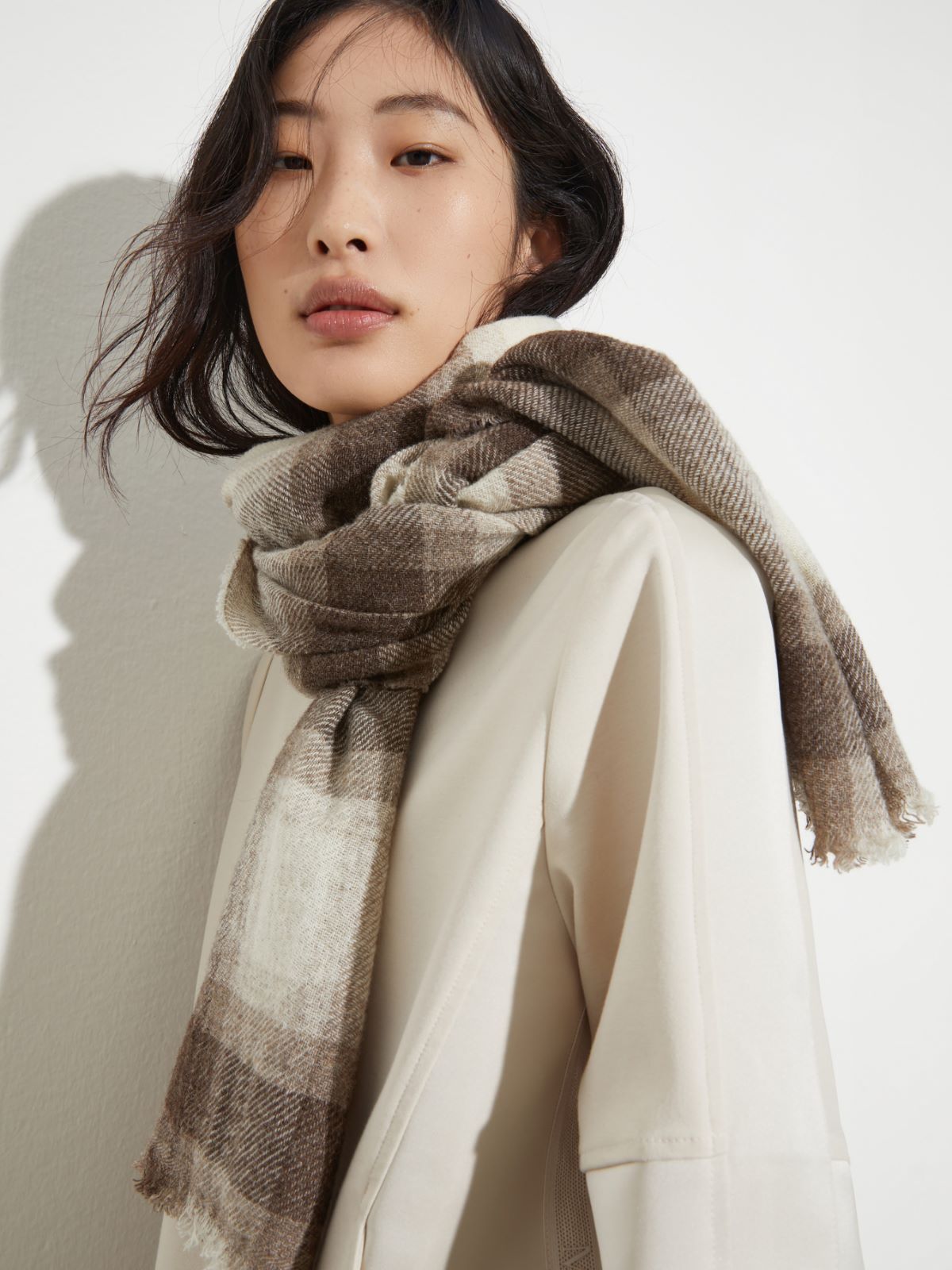 Undyed wool-blend stole - TURTLEDOVE - MAX&Co.