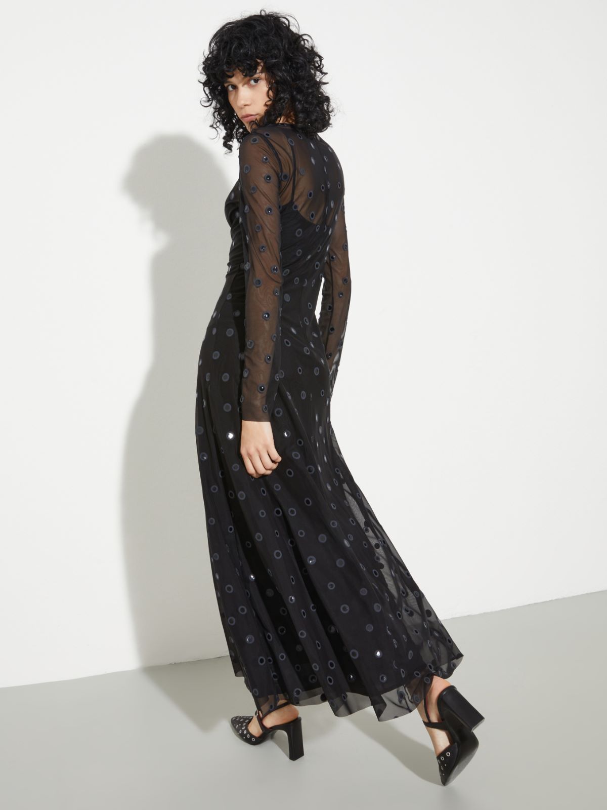 Abito in jersey tulle a pois 3D, nero | MAX&Co. Abito in jersey tulle a pois 3D - NERO - MAX&Co. - 2