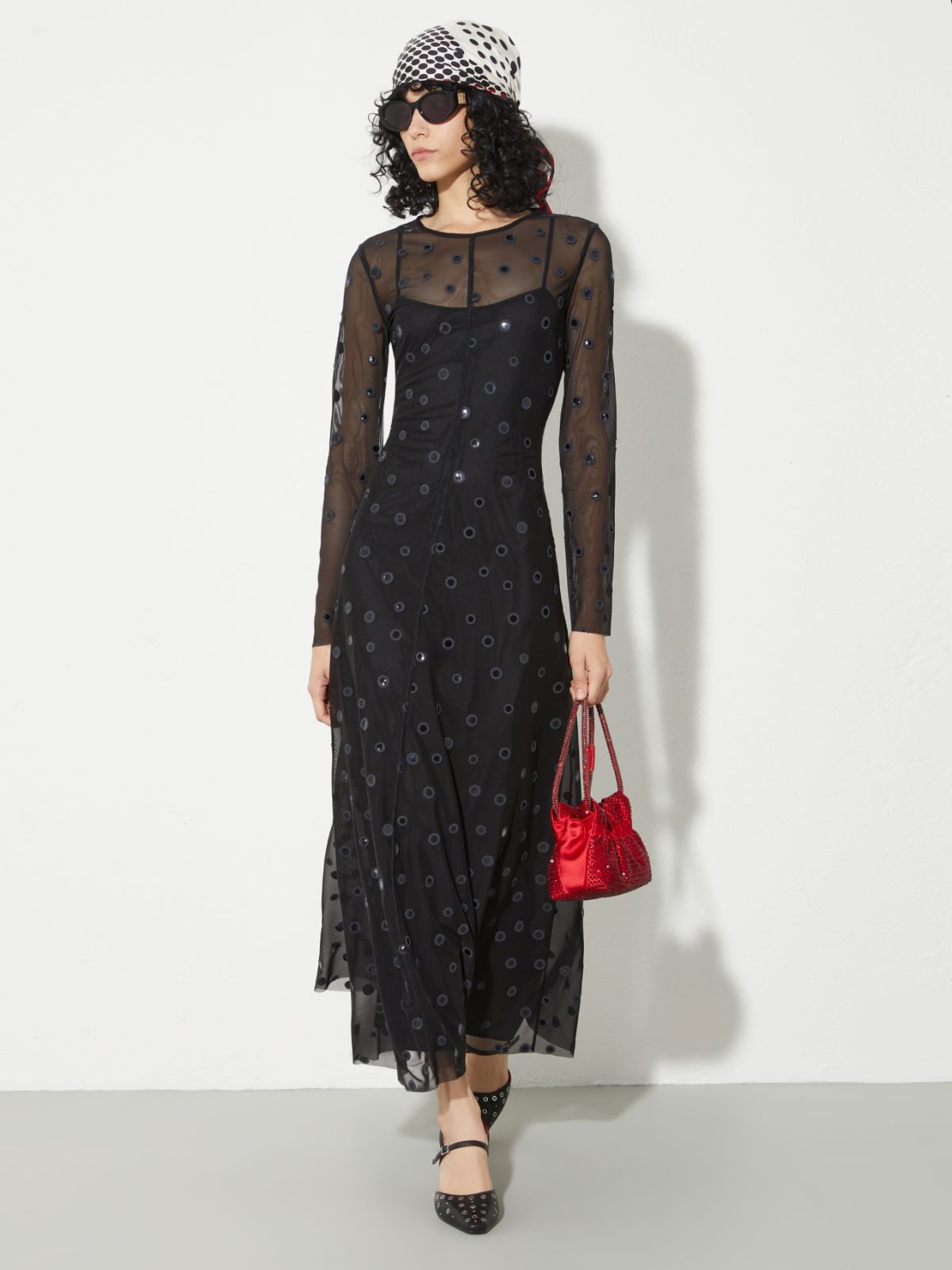 Abito in jersey tulle a pois 3D, nero | MAX&Co. Abito in jersey tulle a pois 3D - NERO - MAX&Co. - 4