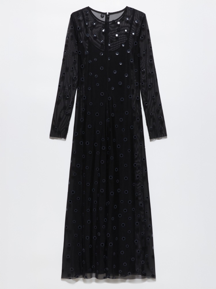 Polka-dot tulle-jersey dress - BLACK - MAX&Co.