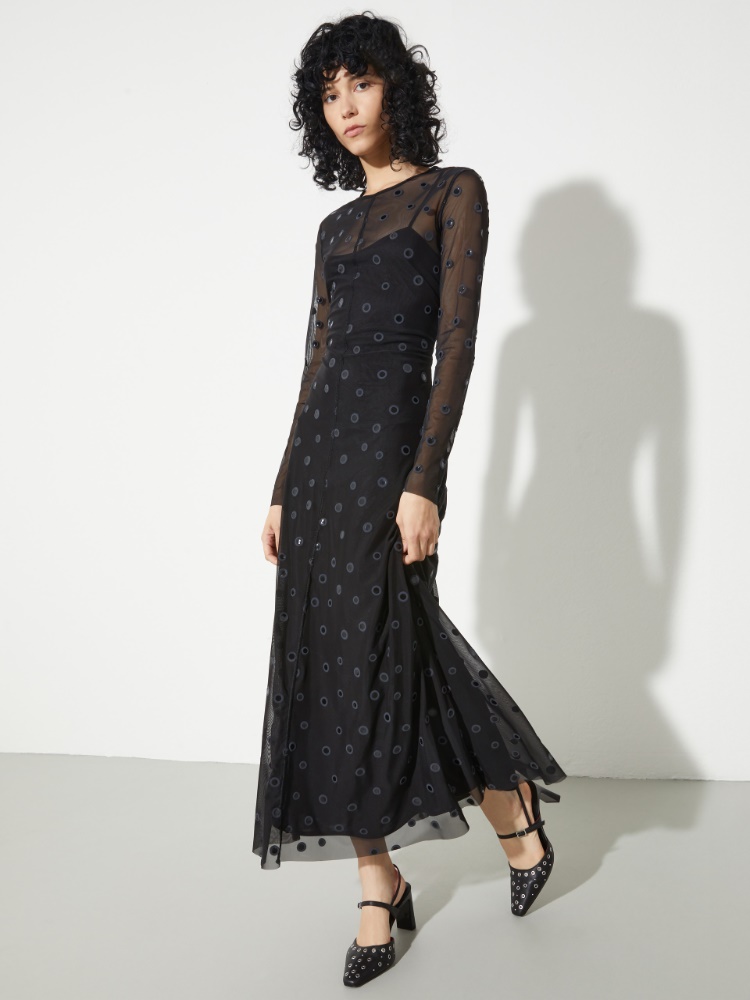 Polka-dot tulle-jersey dress Polka-dot tulle-jersey dress - BLACK - MAX&Co.