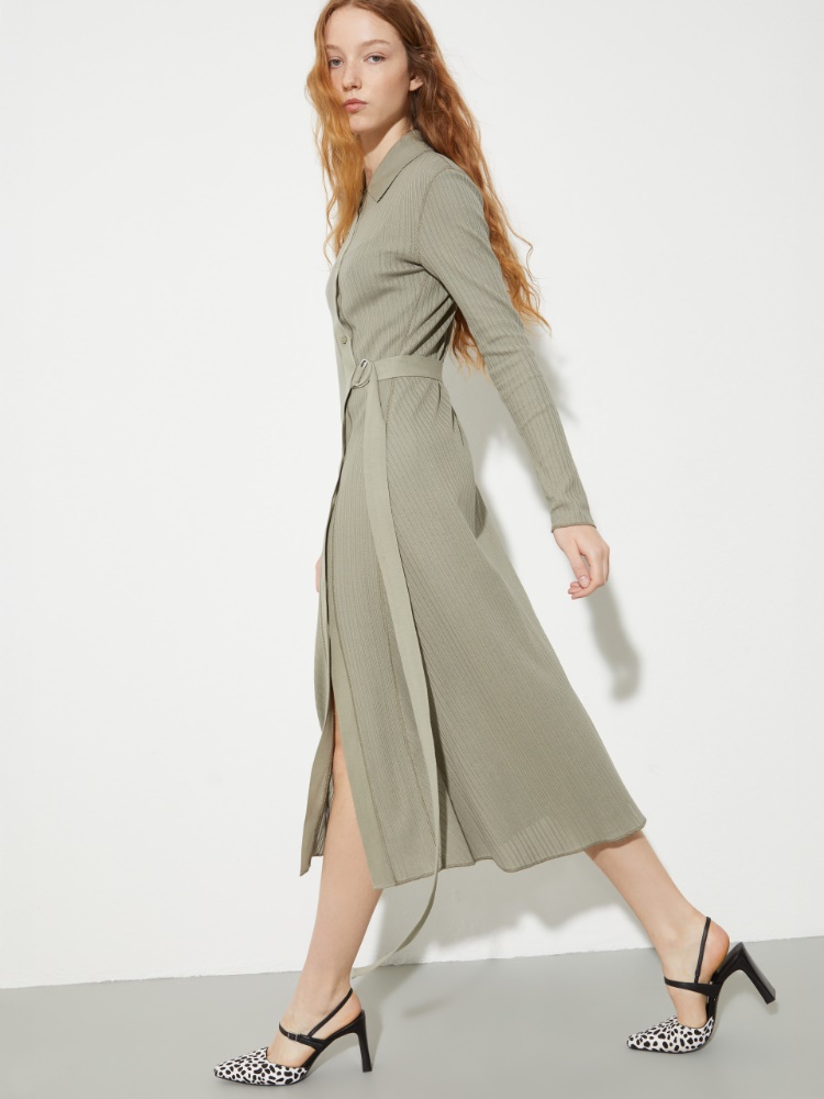 Textured jersey midi shirt dress - MAX&Co. - 4