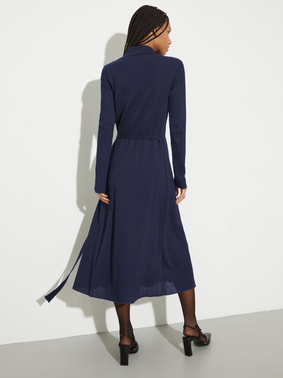 Textured jersey midi shirt dress - NAVY - MAX&Co. - 2