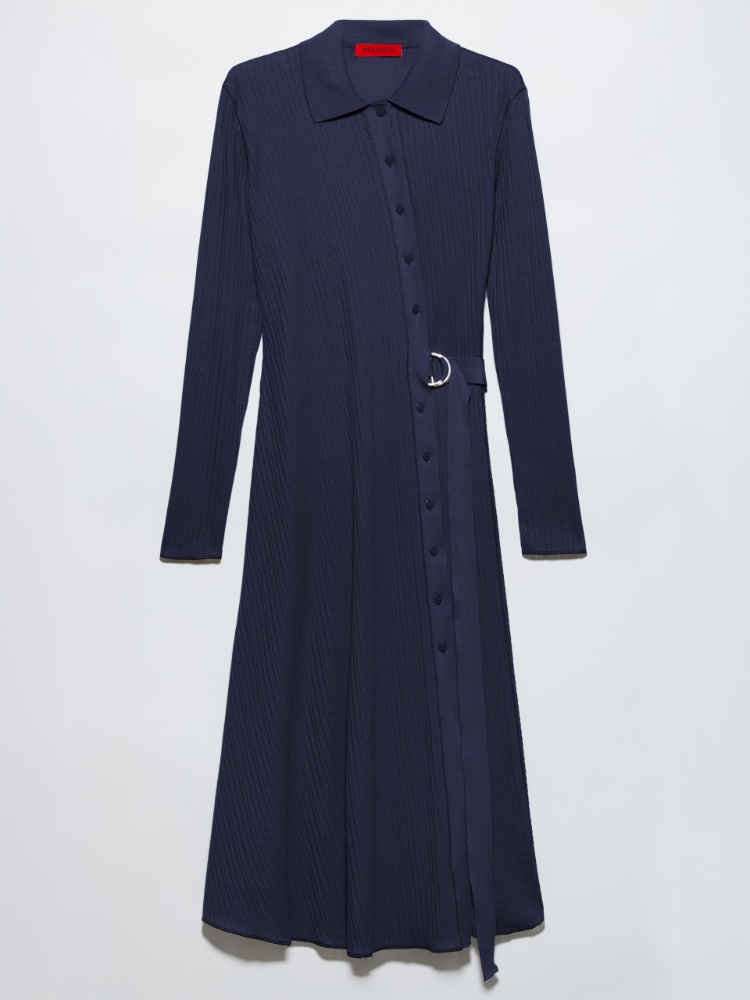 Textured jersey midi shirt dress - NAVY - MAX&Co.