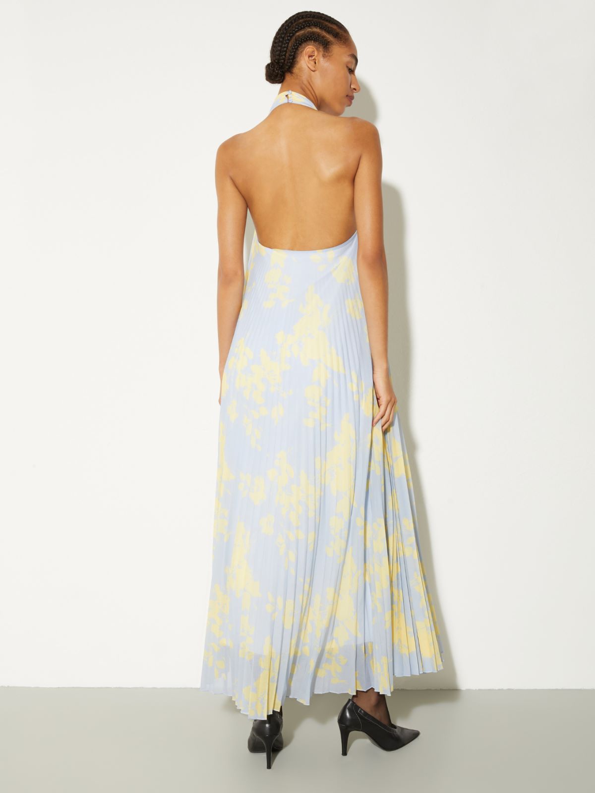 Pleated jersey halterneck dress - DUST BLUE - MAX&Co. - 2